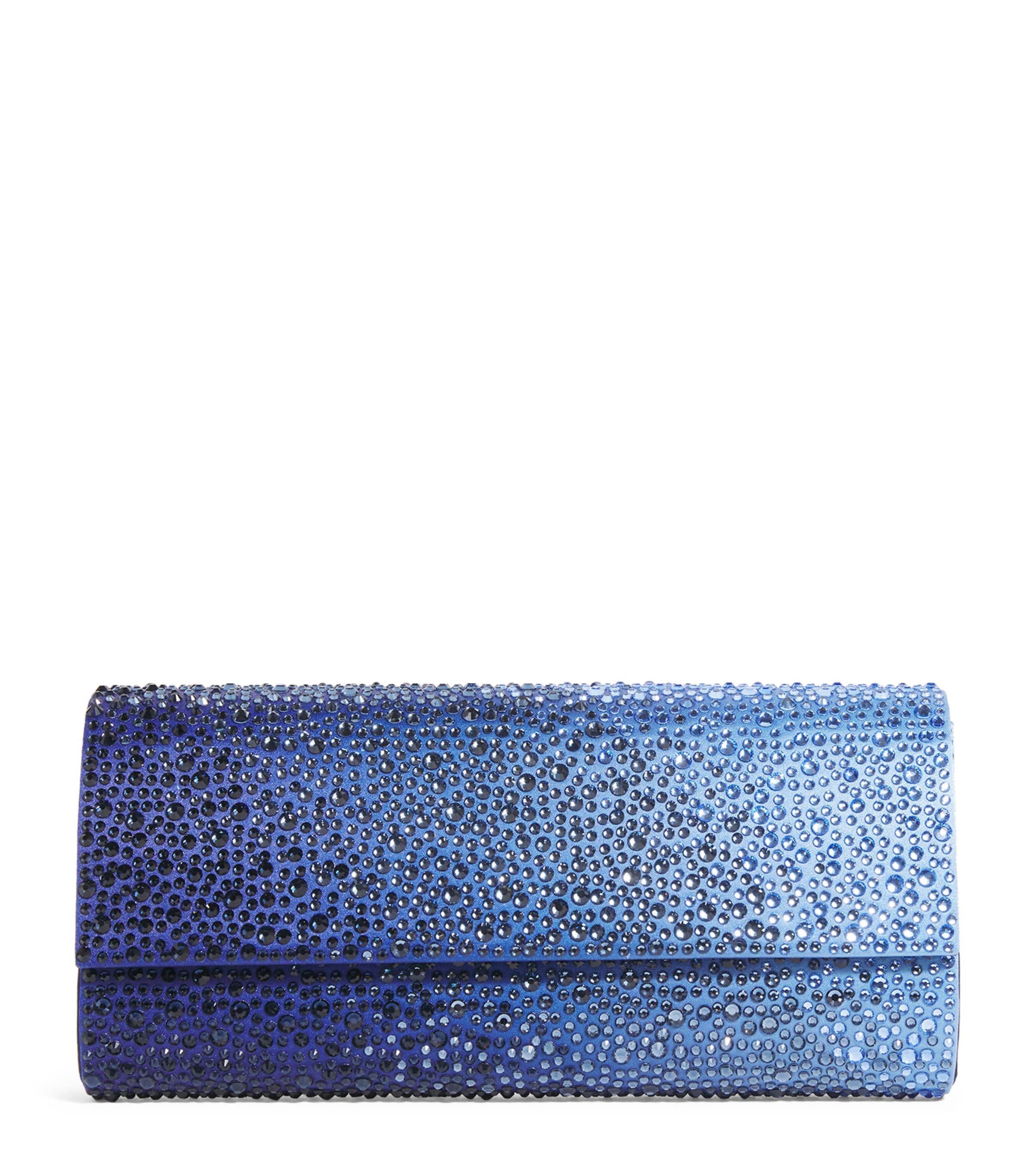 Judith Leiber Gradient Perry Crystal Caviar Clutch In Blue