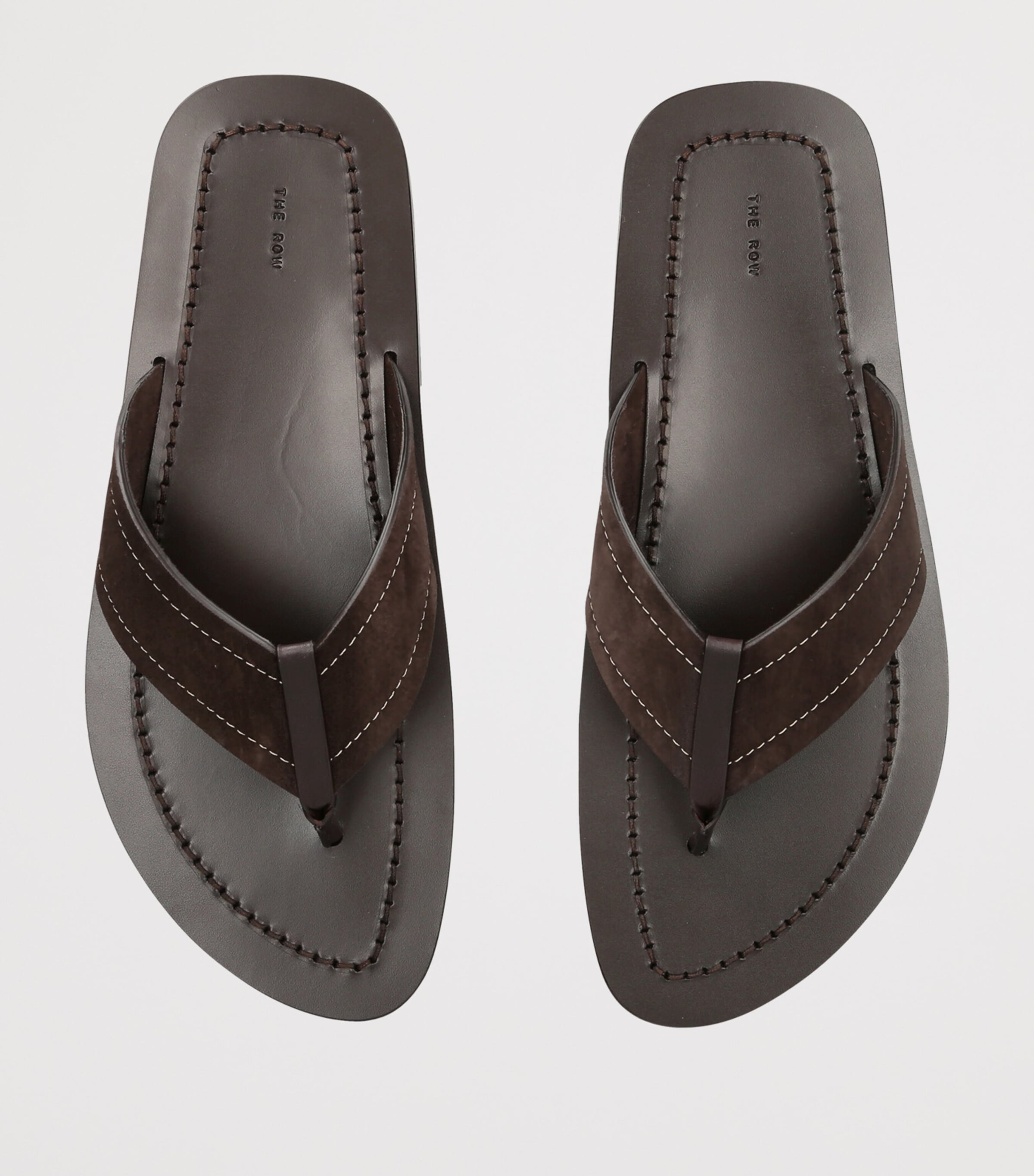 The Row Dan Leather Flip Flops Dark Brown Image 4