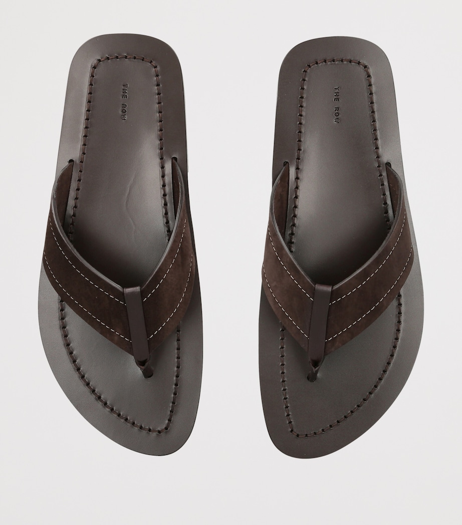 The Row Dan Leather Flip Flops Dark Brown Image 4
