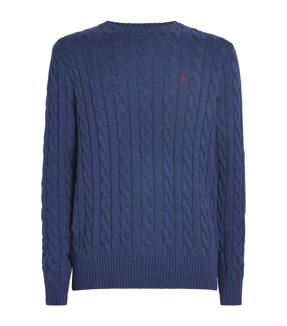 Cable-Knit Polo Pony Sweater NAVY Image 1