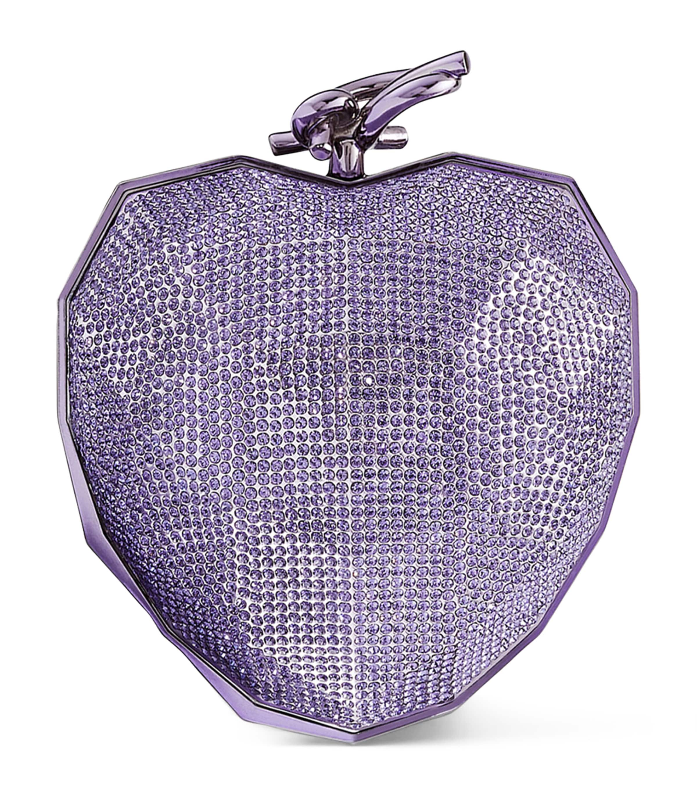 Shop Jimmy Choo Crystal-embellished Heart Clutch Bag In Purple