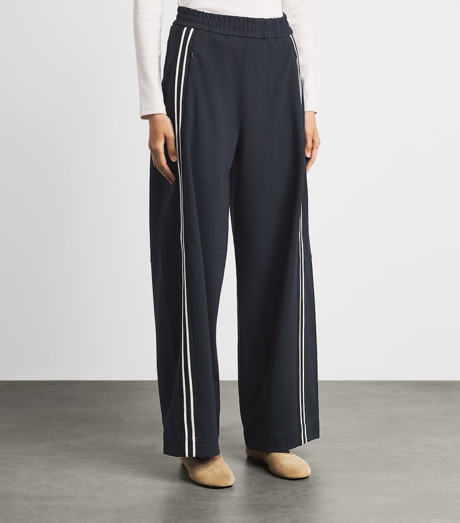 ME+EM Womens Jersey Stripe Sweatpants Navy/cream Image 4
