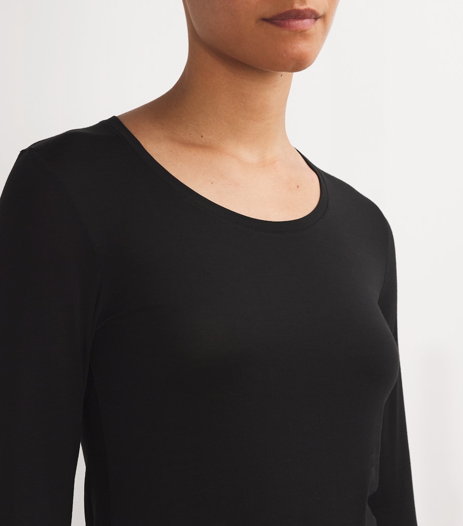 Falke Womens Long-Sleeve Daily ClimaWool T-Shirt Black Image 6