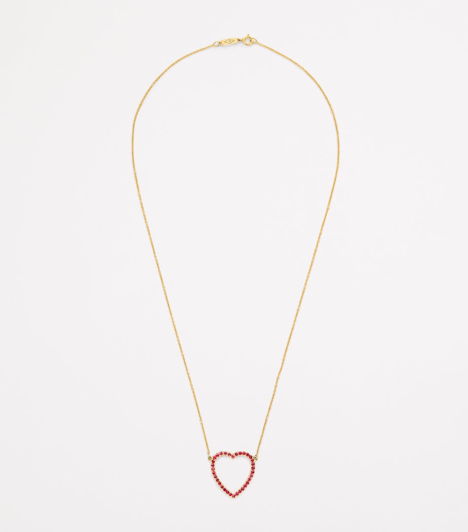 Large Yellow Gold and Ruby Edith Open Heart Necklace YELLOW GOLD Image 3