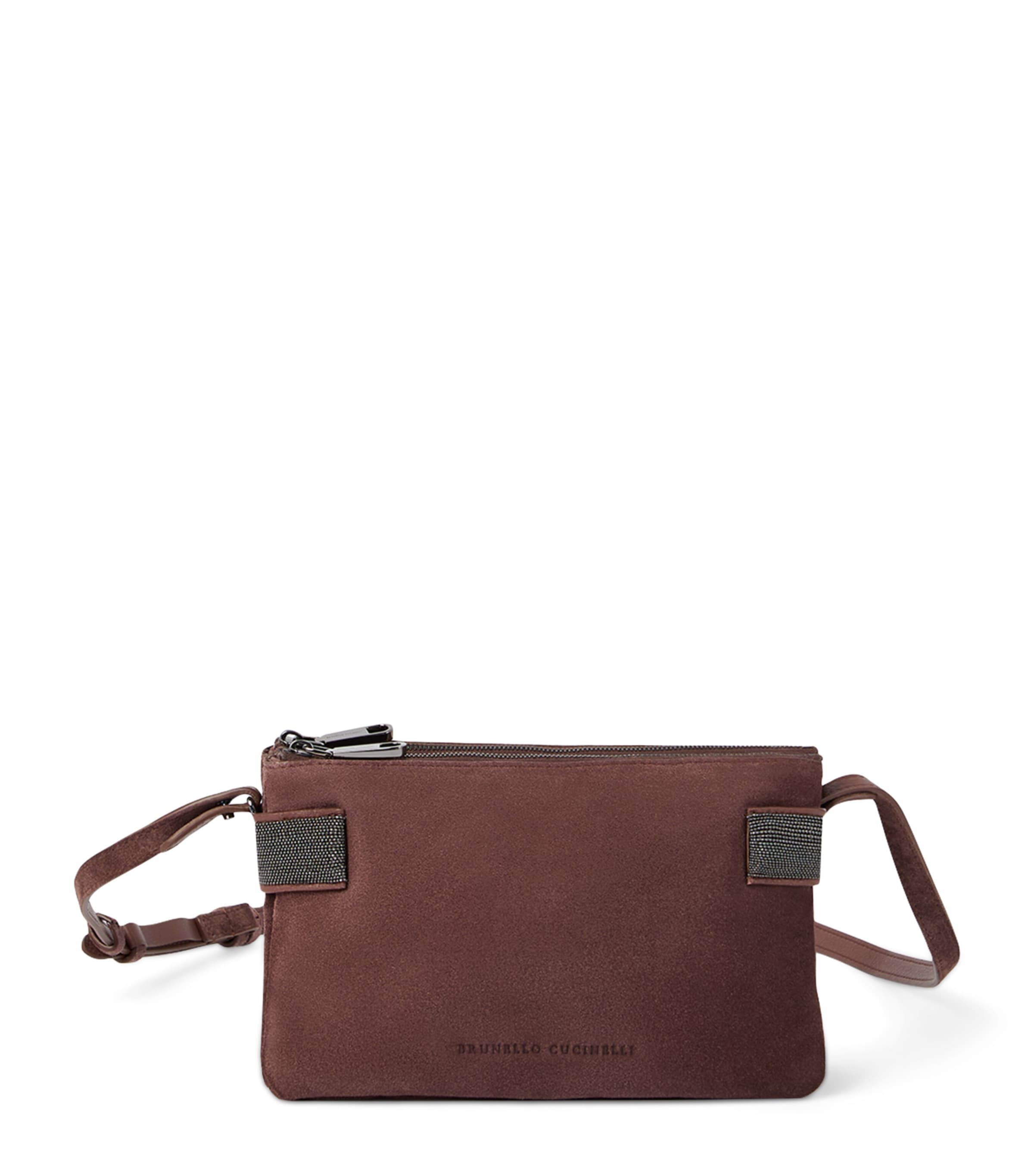 Brunello Cucinelli Mini Suede Essence Shoulder Bag In Red