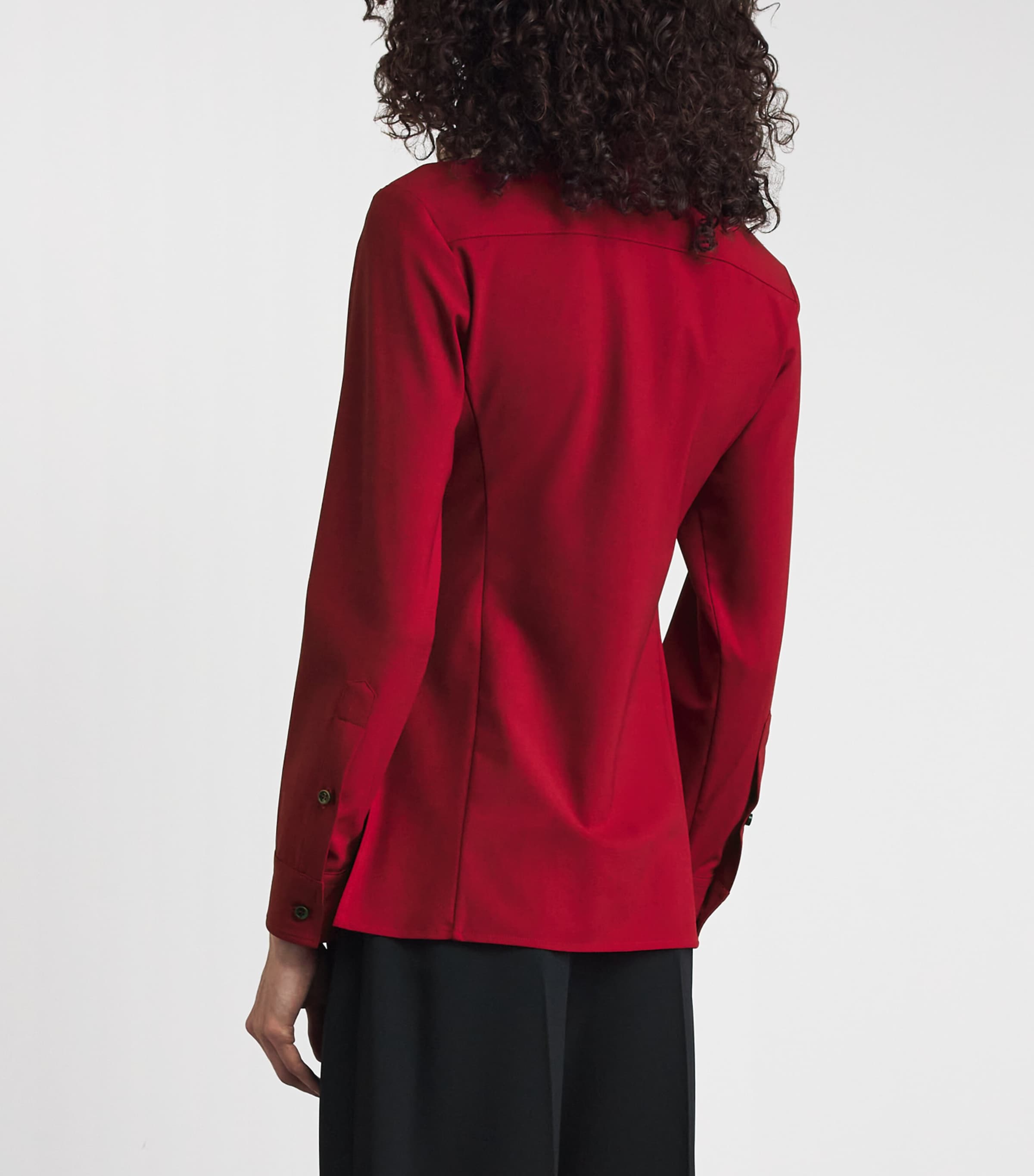 RETORI Womens Virgin Wool Fitted Shirt Red Image 5