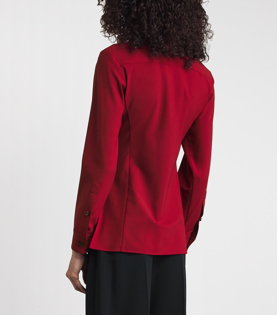 RETORI Womens Virgin Wool Fitted Shirt Red Image 5