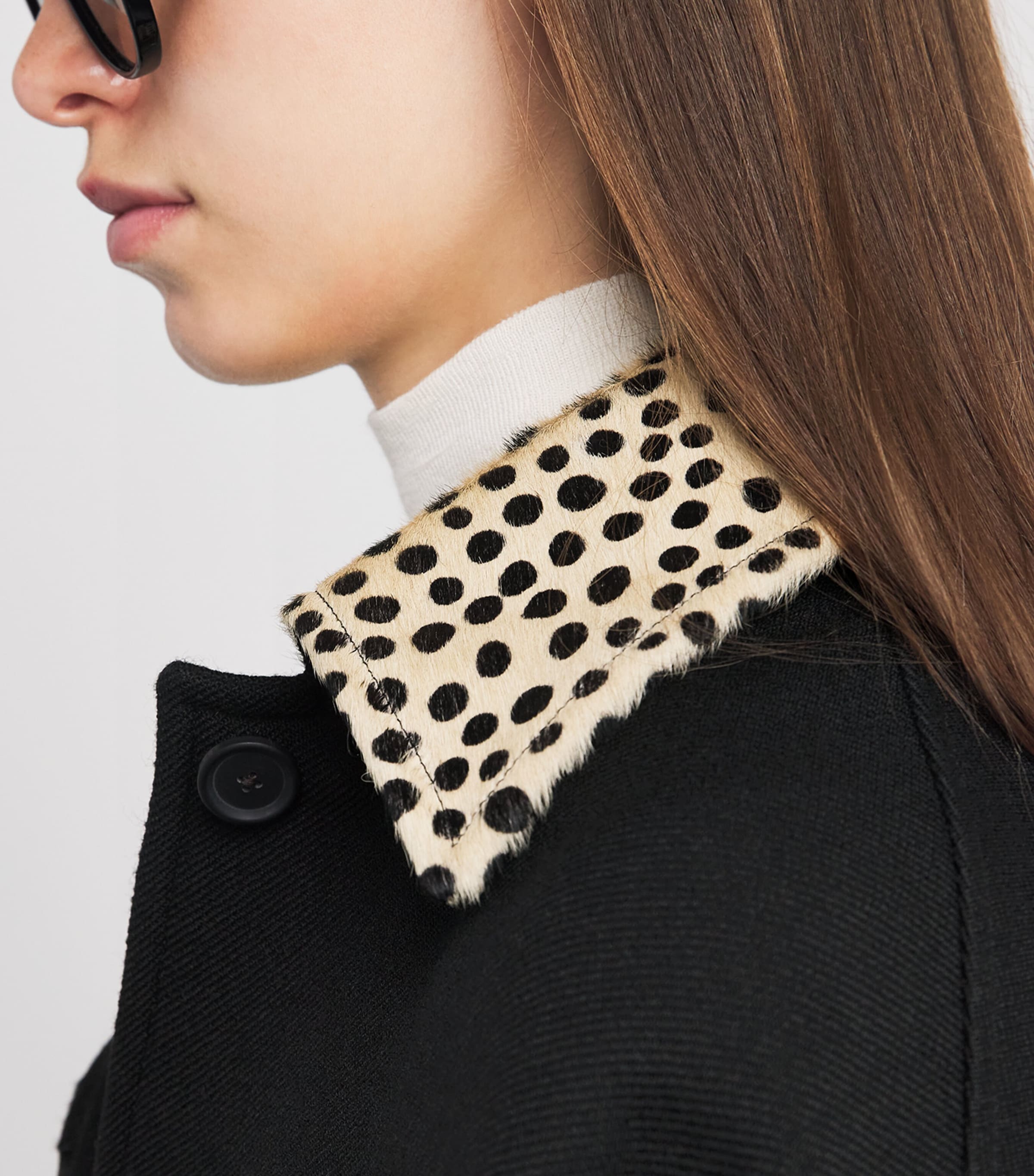 Róhe Womens Wool Cheetah-Collar Coat Black Image 3