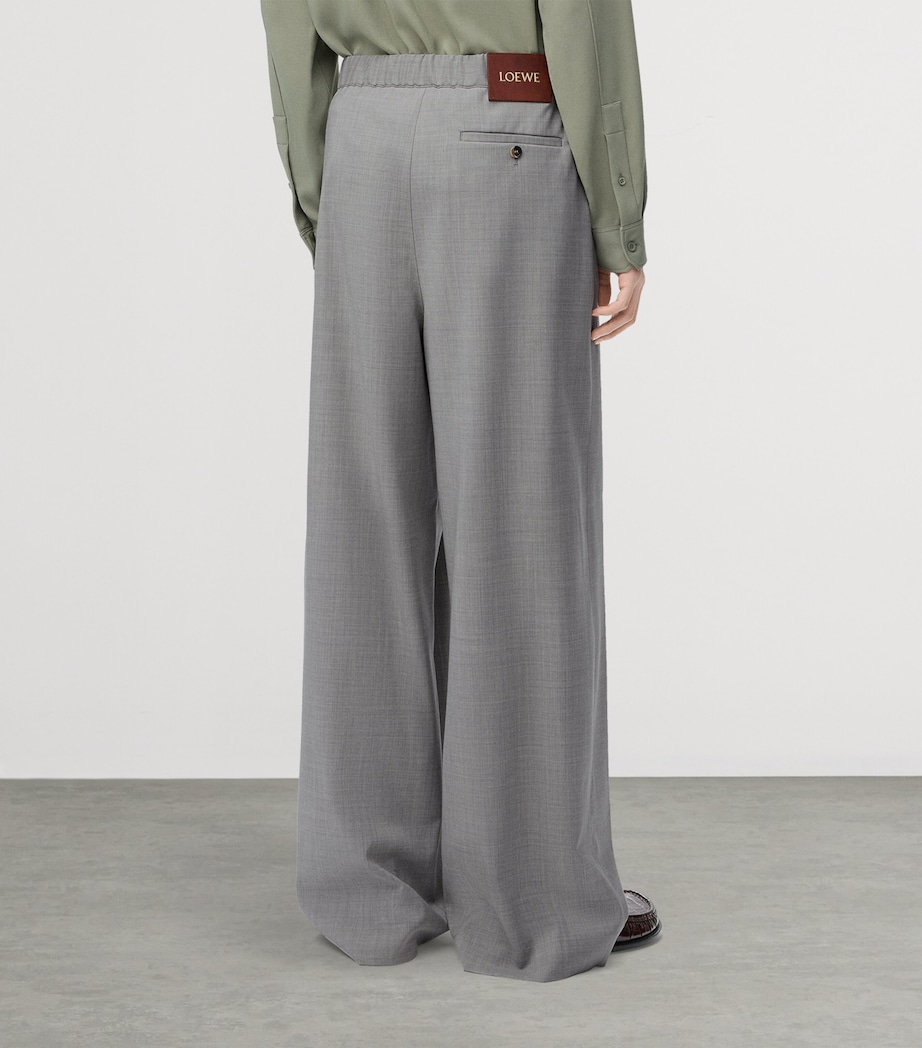 Wool-Blend Drawstring Trousers GREY Image 3