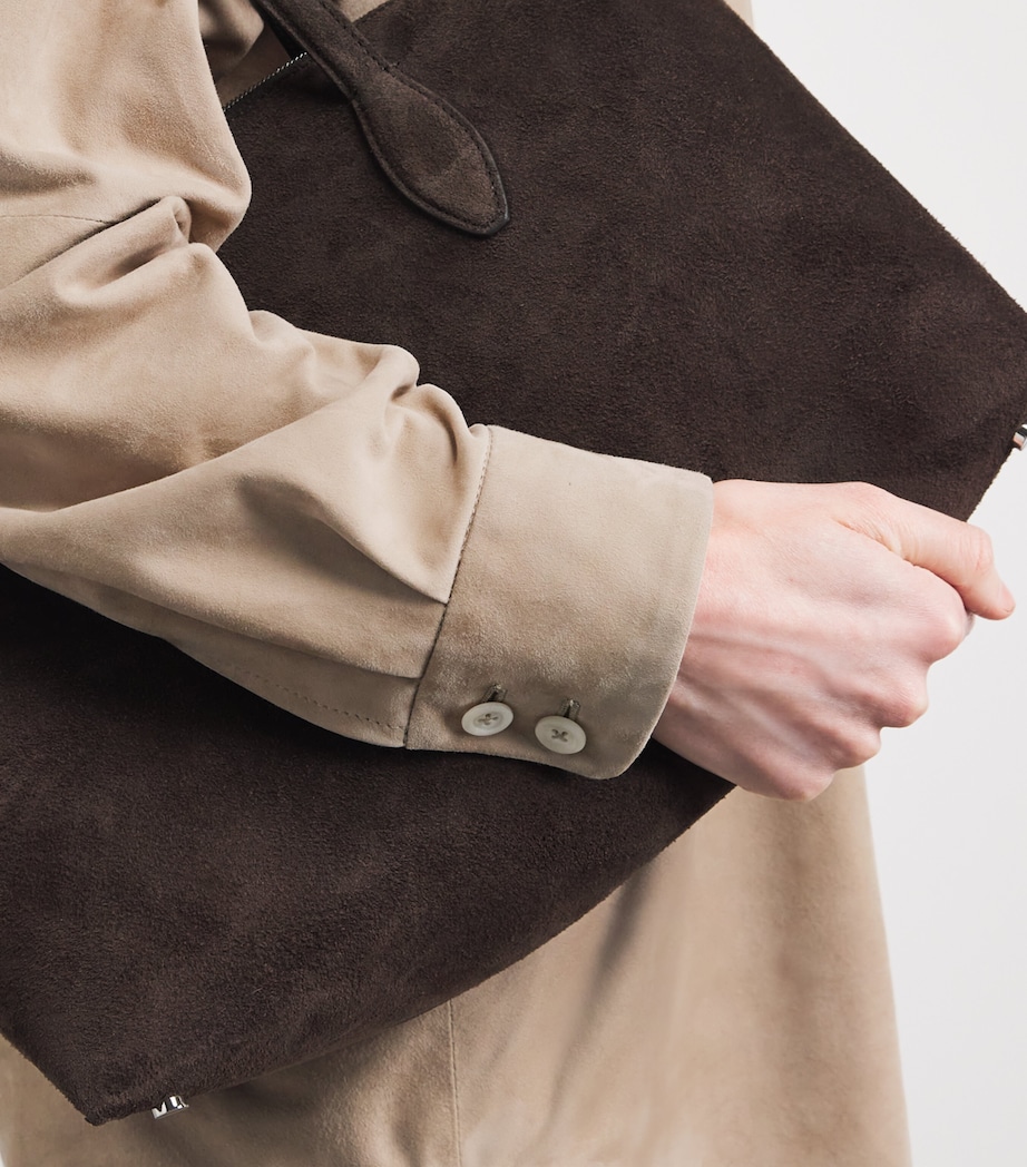 Lauren Manoogian Womens Suede Panelled Shirt Sand Image 3