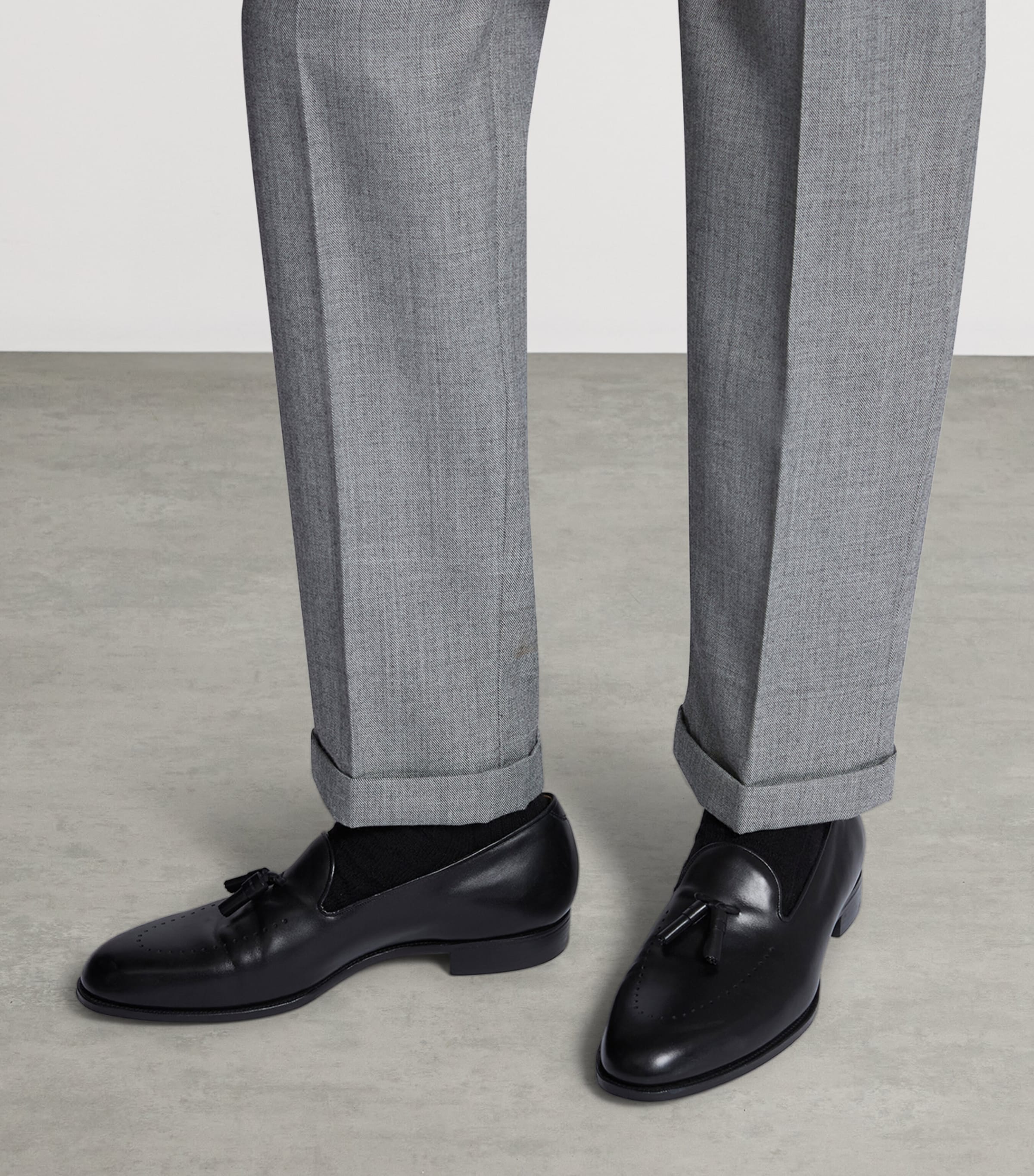 Calf Leather Tassel Loafers 001BLACK Image 2