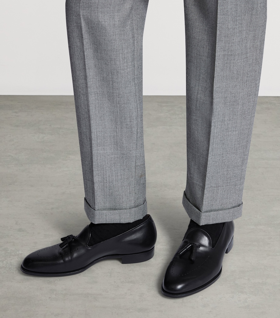 Calf Leather Tassel Loafers 001BLACK Image 2