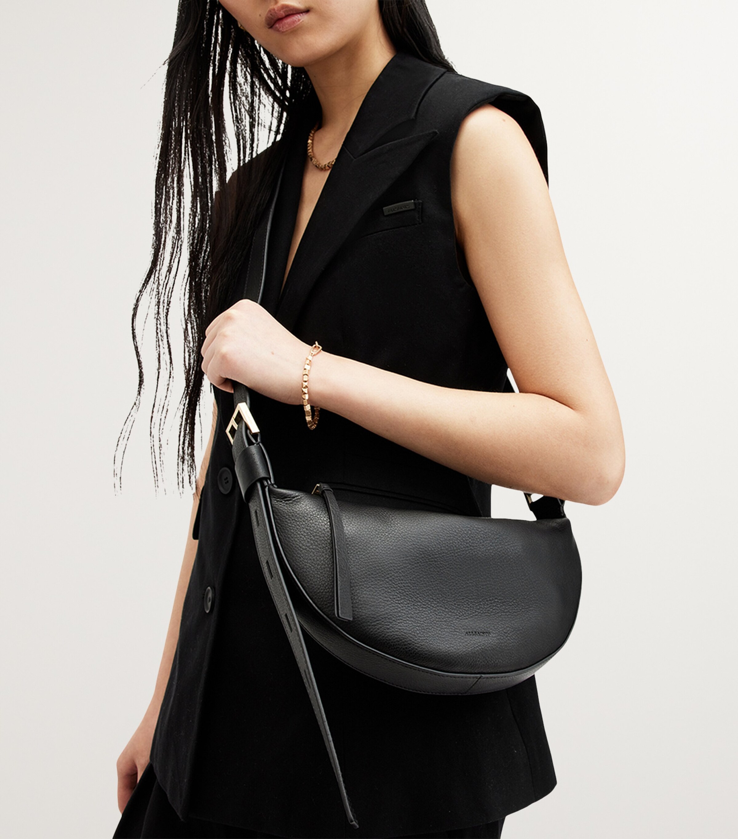 欲しいの AllSaints Leather Half Moon Cross-Body Bag | Harrods CA バッグ