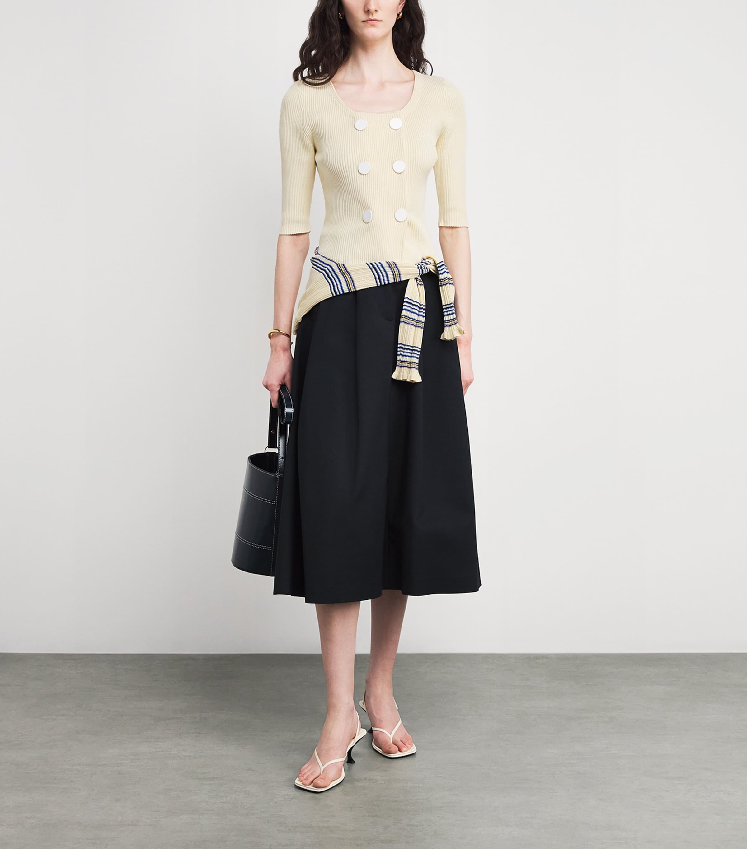 Knitted Button-Up Top VANILLA Image 2