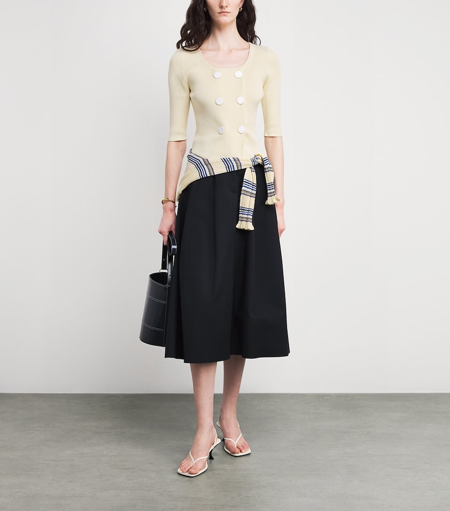 Knitted Button-Up Top VANILLA Image 2