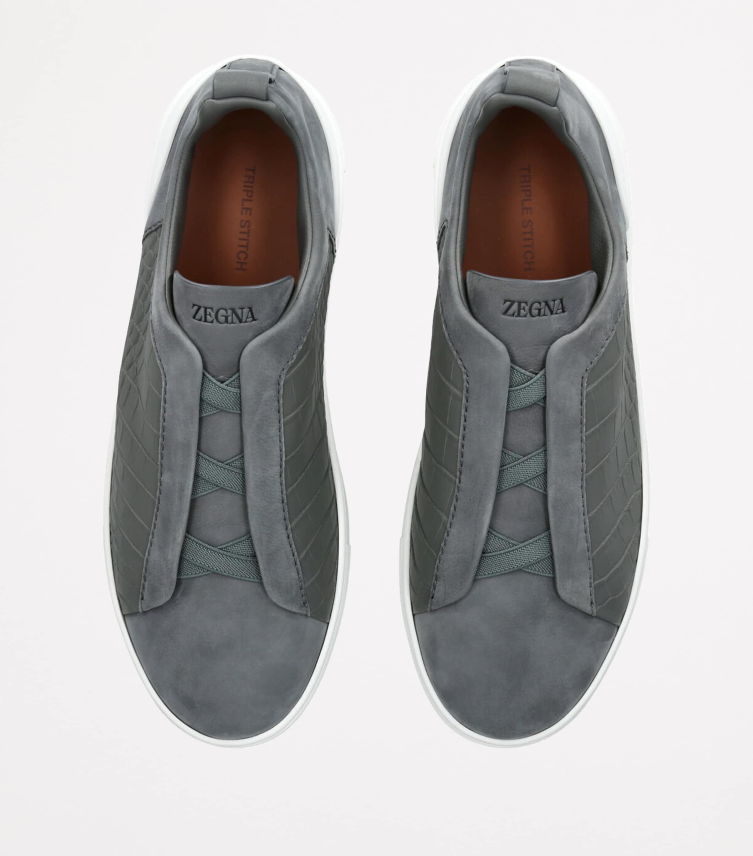 Crocodile Leather Triple Stitch SECONDSKIN Sneakers GREY/DARK Image 4