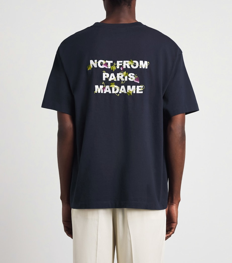 Drôle de Monsieur Mens Cotton Vine Slogan T-Shirt Navy Image 5