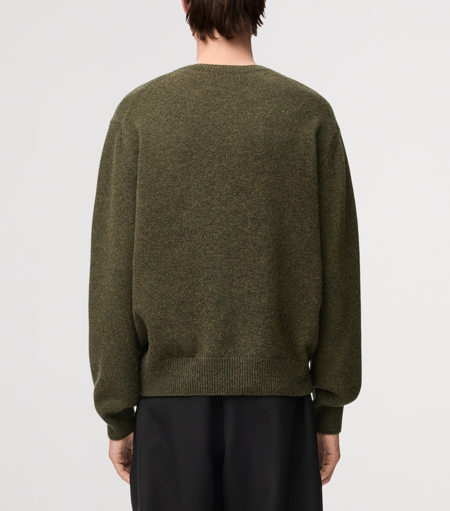 LOEWE Mens Wool-Blend Anagram Sweater Khaki Green Image 4