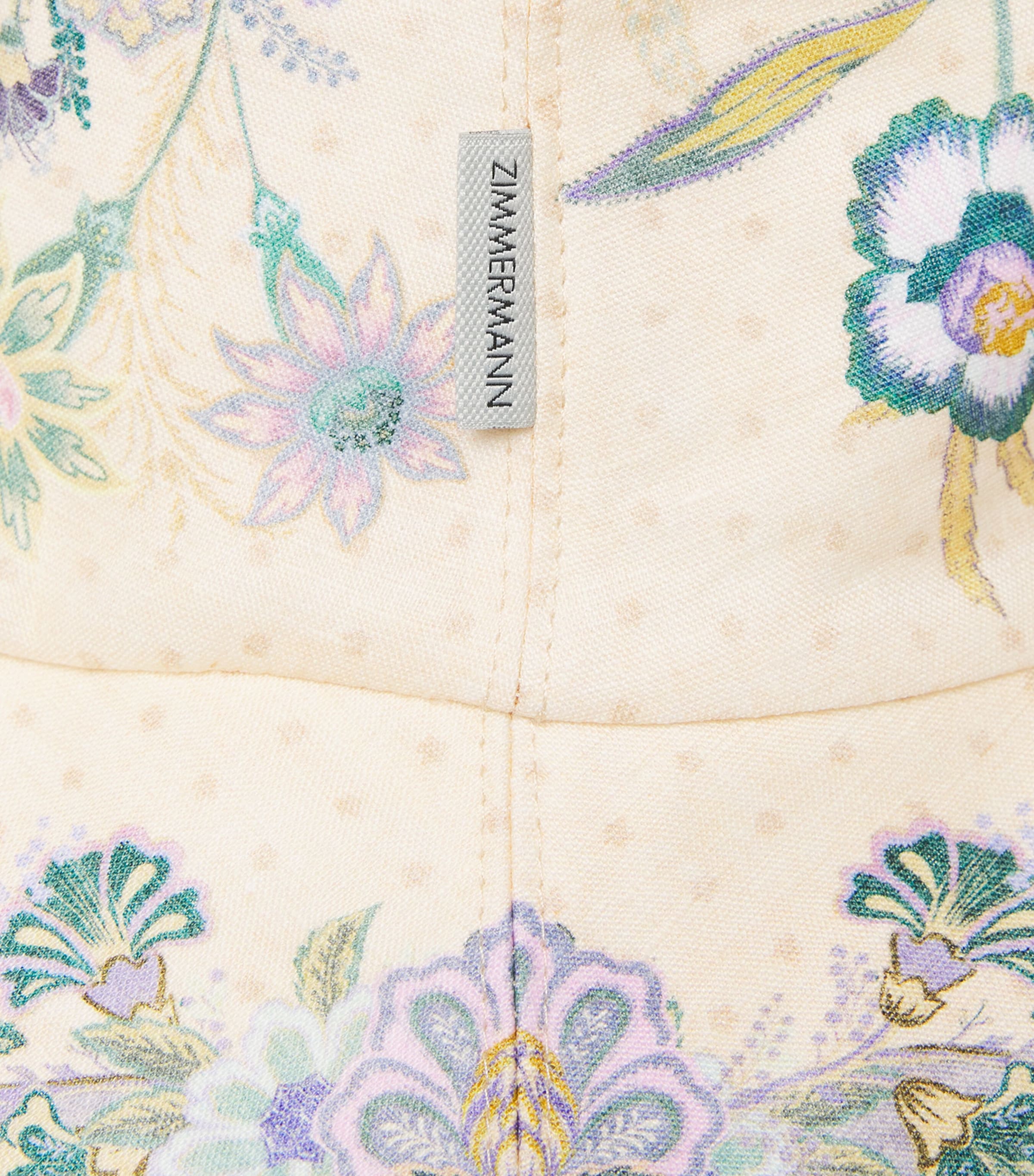 Zimmermann Linen Reversible Bucket Hat Cream Scarf Floral Image 4