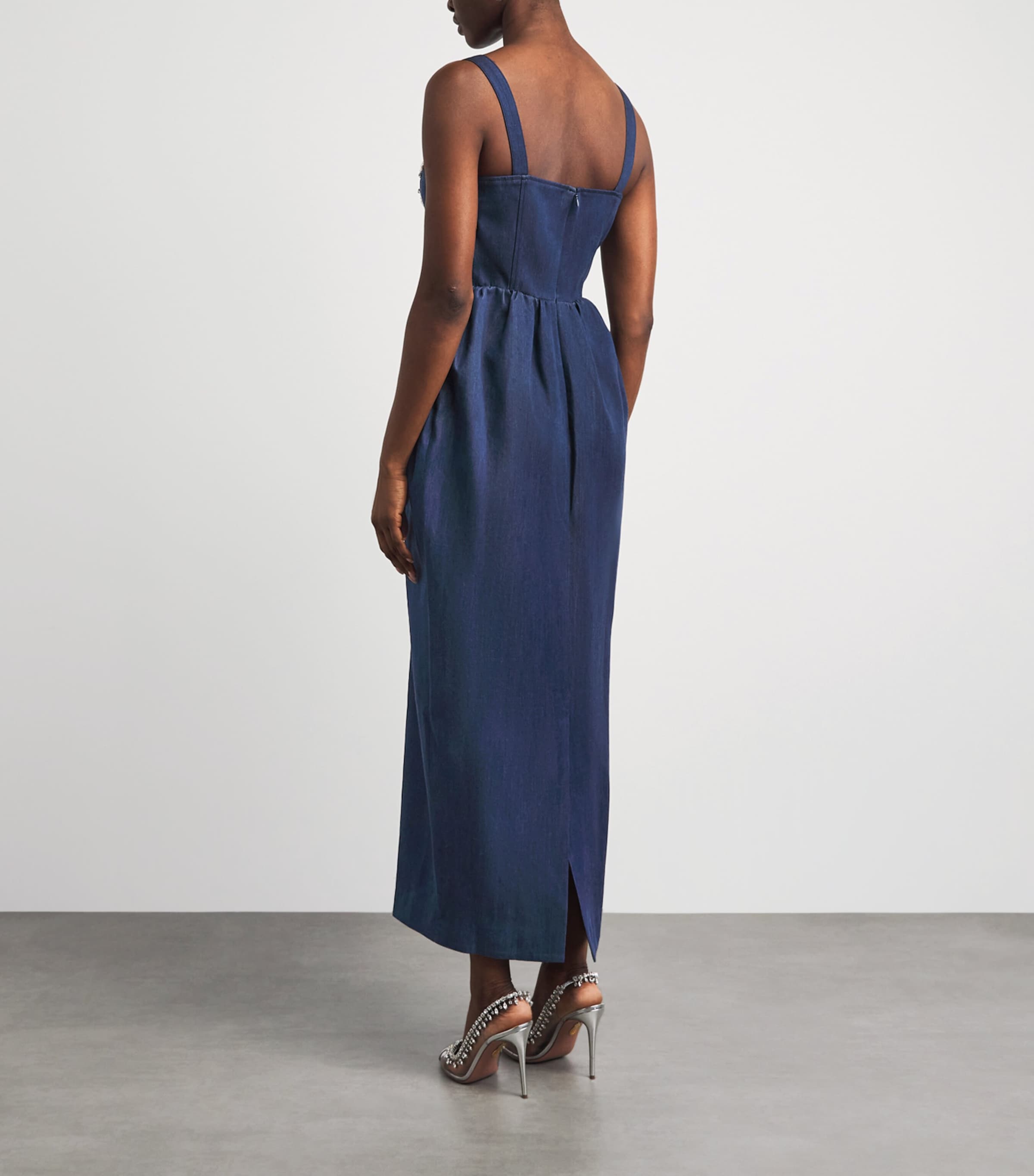 Huishan Zhang Womens Chambray Liviana Midi Dress Blue Image 4