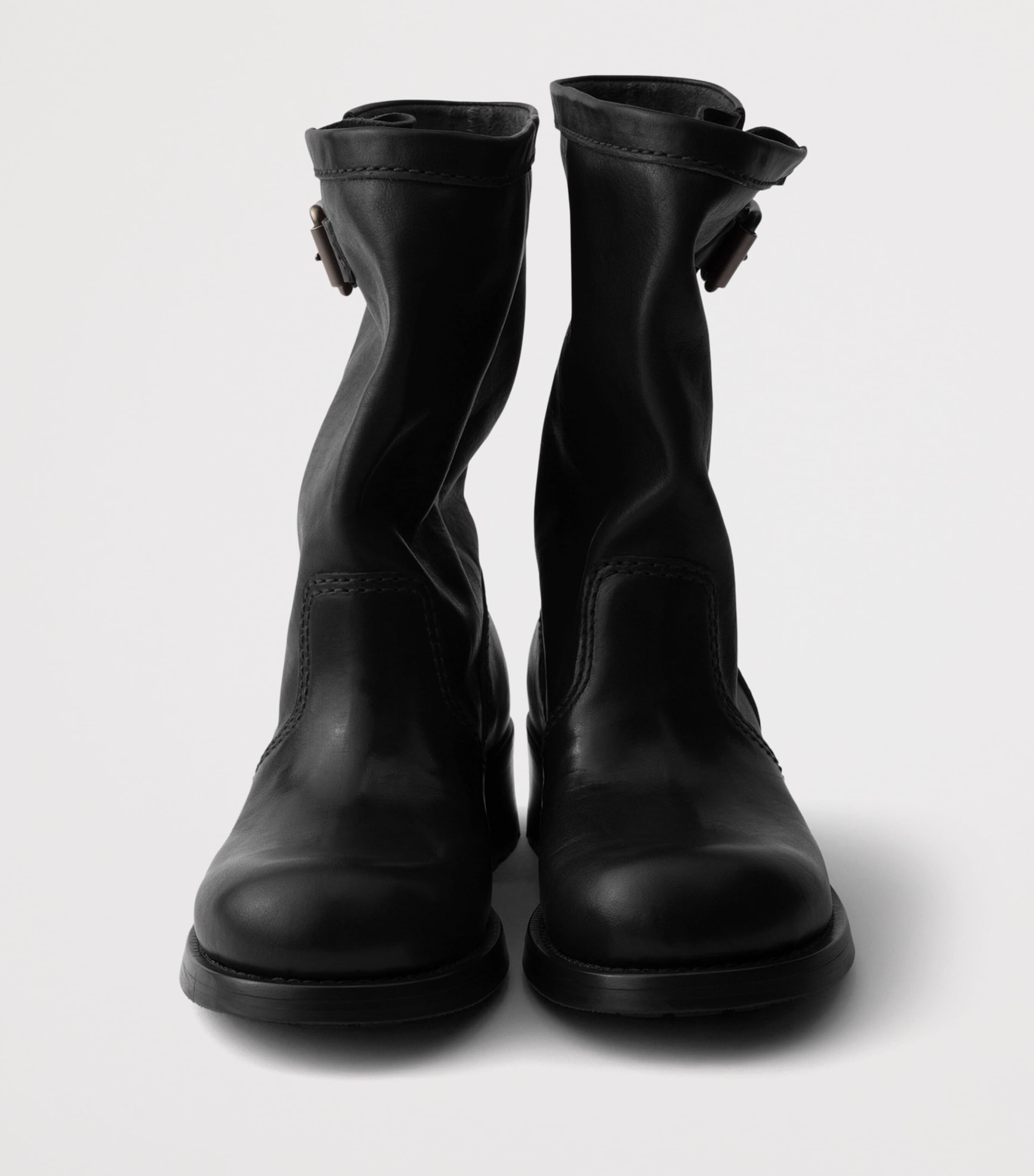 Prada Leather Biker Boots Black Image 5