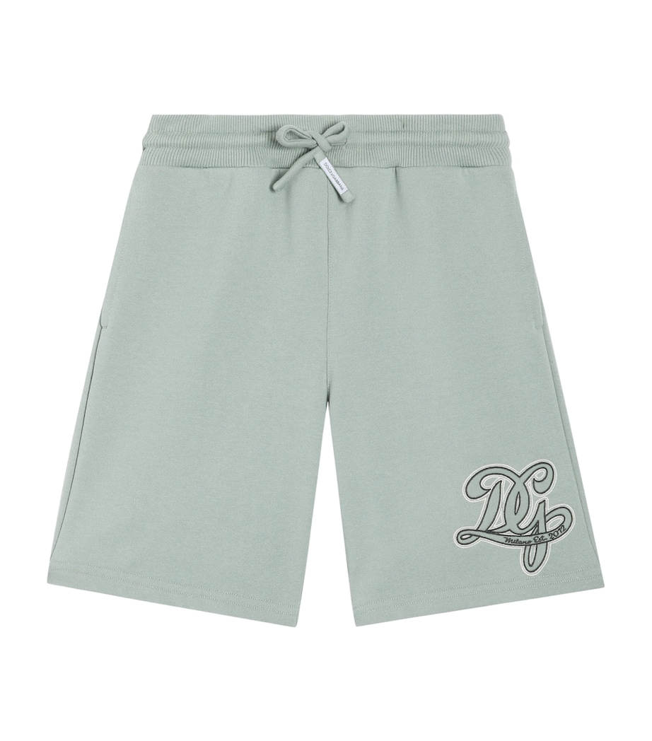 Dolce&Gabbana Kids Cotton Logo Shorts (8-12+ Years) Grey Green Image 1