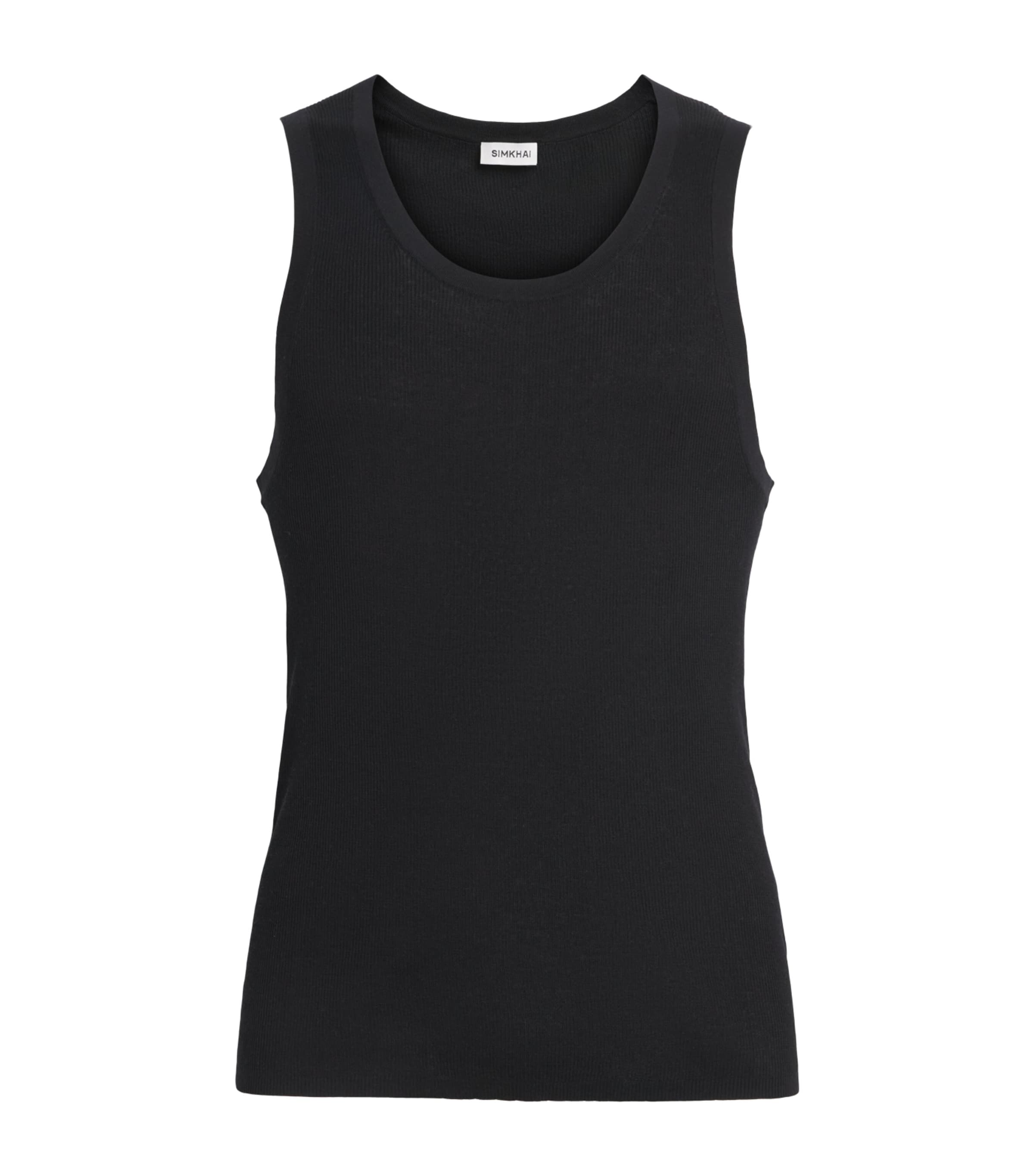 Simkhai Mens Cotton Elikai Tank Top Black Image 1