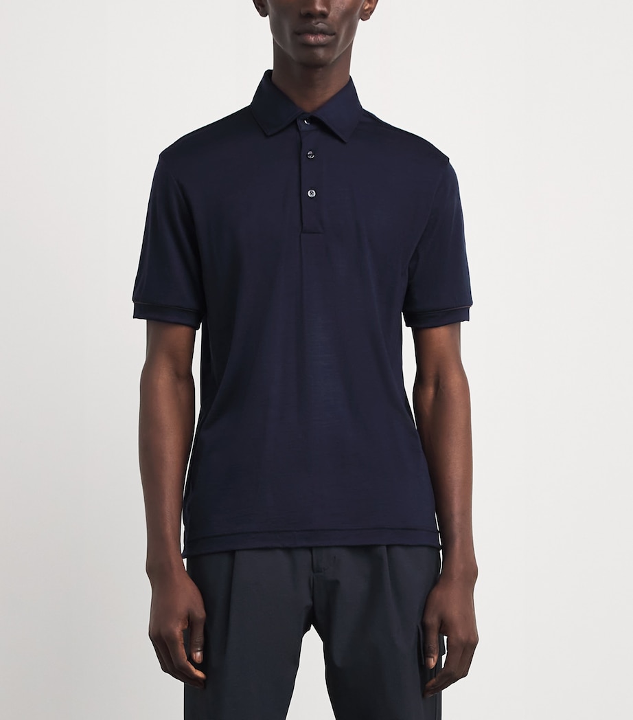 Herno Mens Wool Polo Shirt Blue Image 4