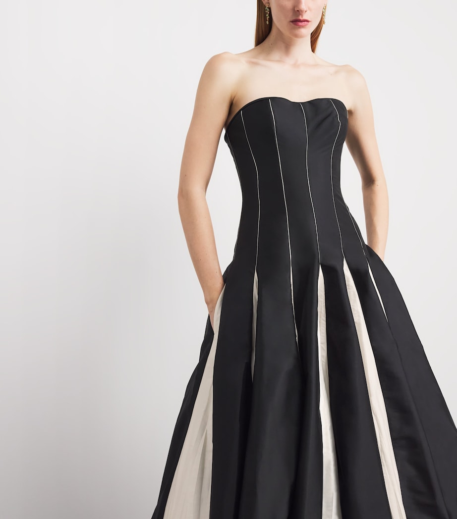 Marmar Halim Womens Taffeta Contrast Panelled Gown Black Image 5