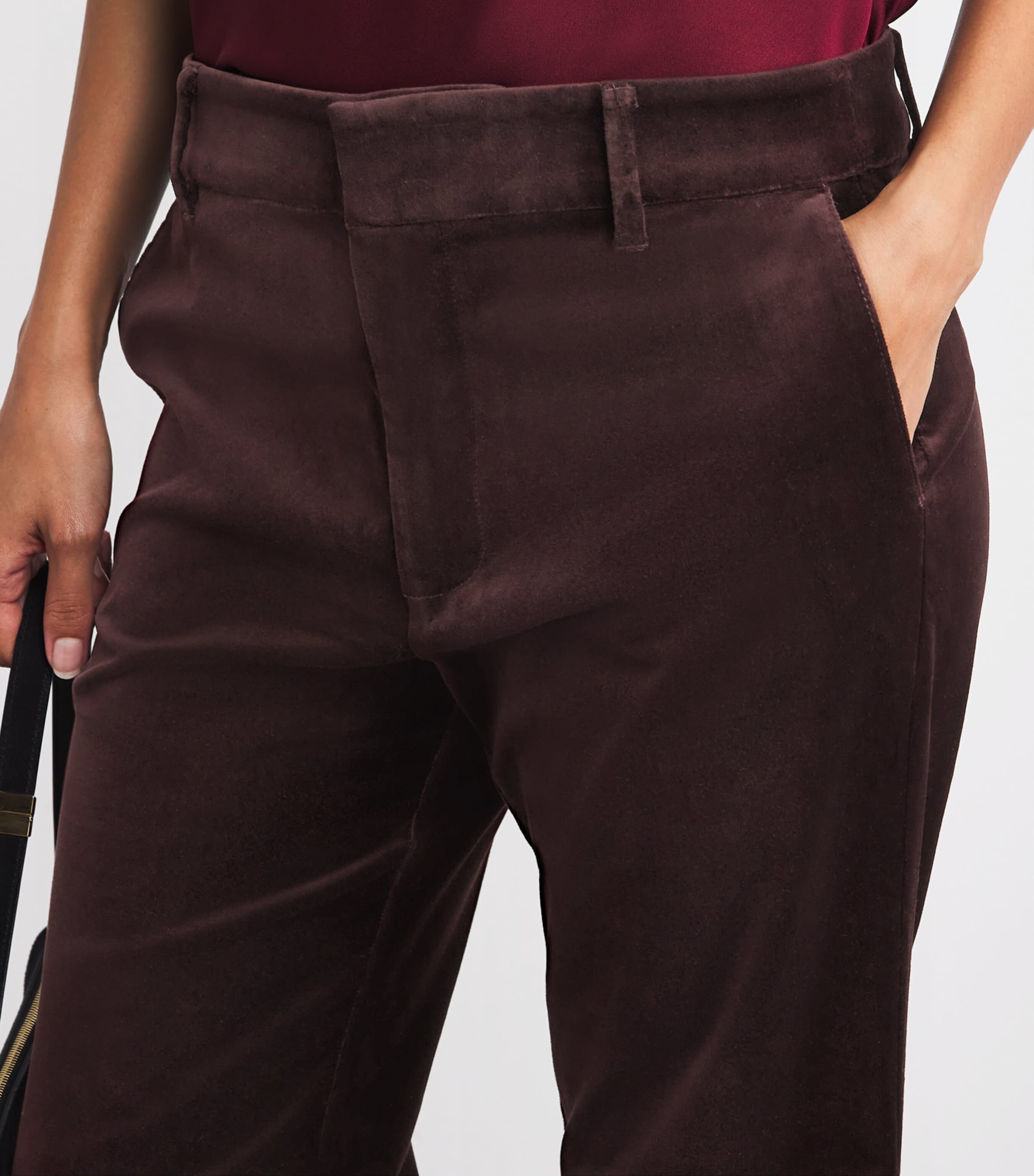 Velvet Marlow Flared Trousers AUBERGINE Image 6