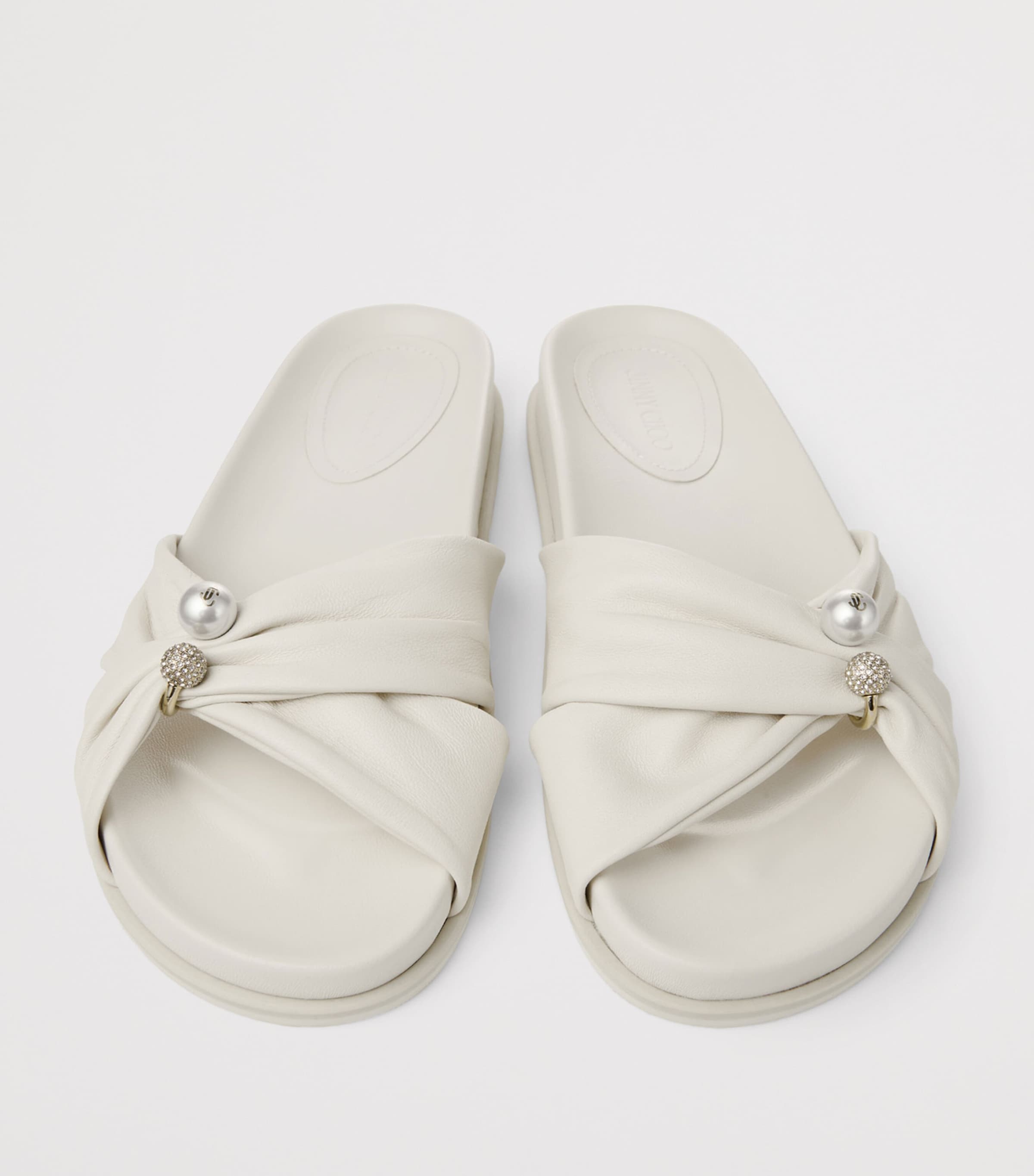 Jimmy Choo Rafi Leather Flat Sandals Latte Image 5