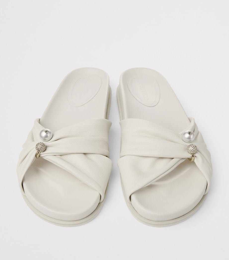 Jimmy Choo Rafi Leather Flat Sandals Latte Image 5