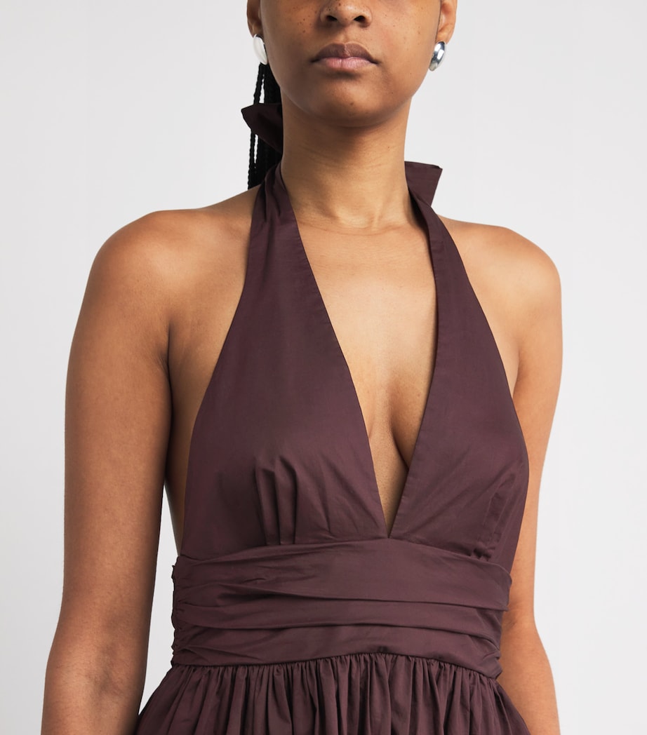 Cotton Plunge Halter Dress AUBERGINE/AUB Image 4