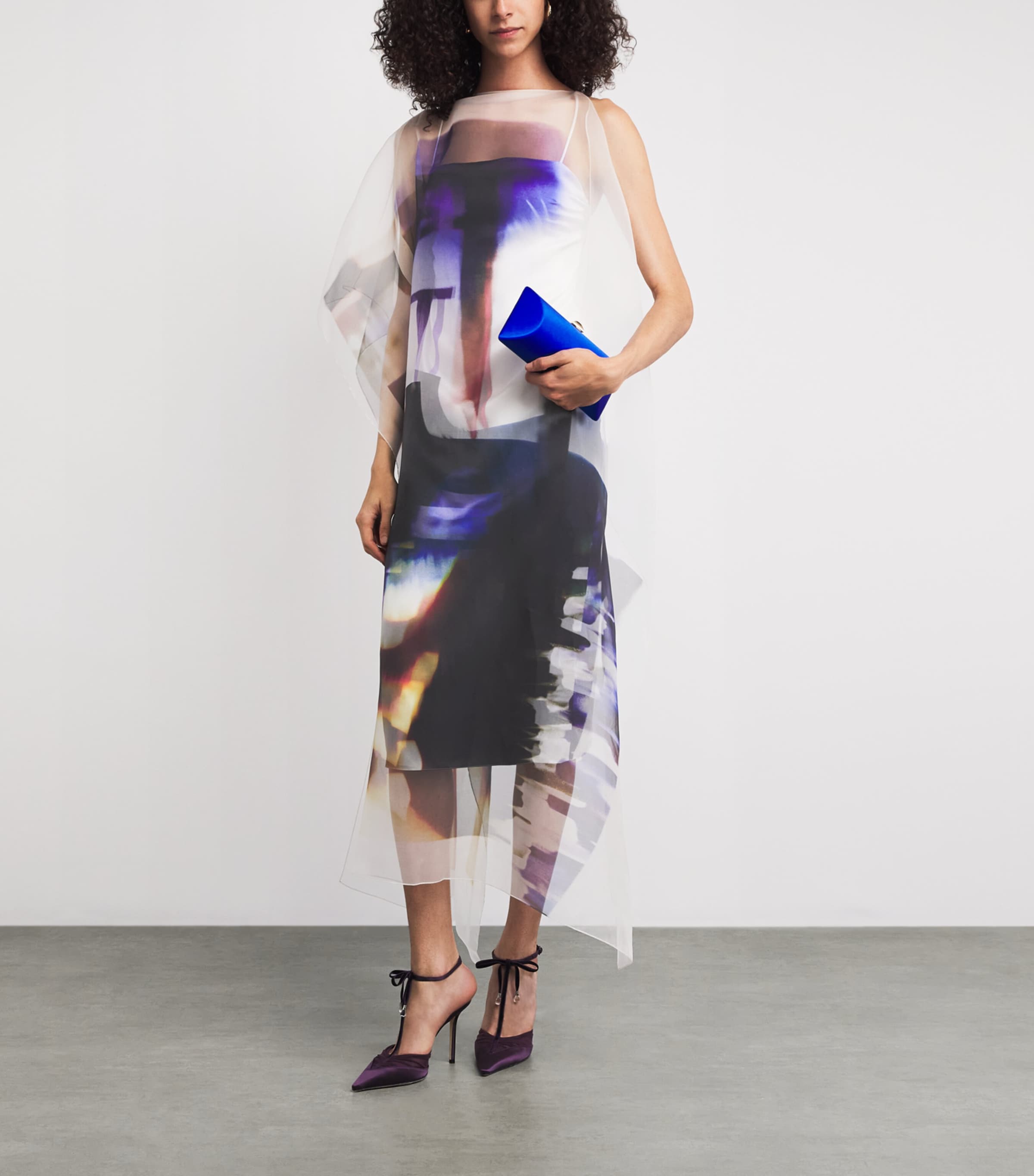 Roksanda Womens Silk Tulle Eren Midi Dress Photomix Violet Image 2
