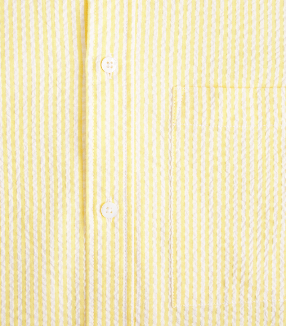 With Nothing Underneath Womens Seersucker Striped The Weekend Shirt Yellow Stripe Image 6