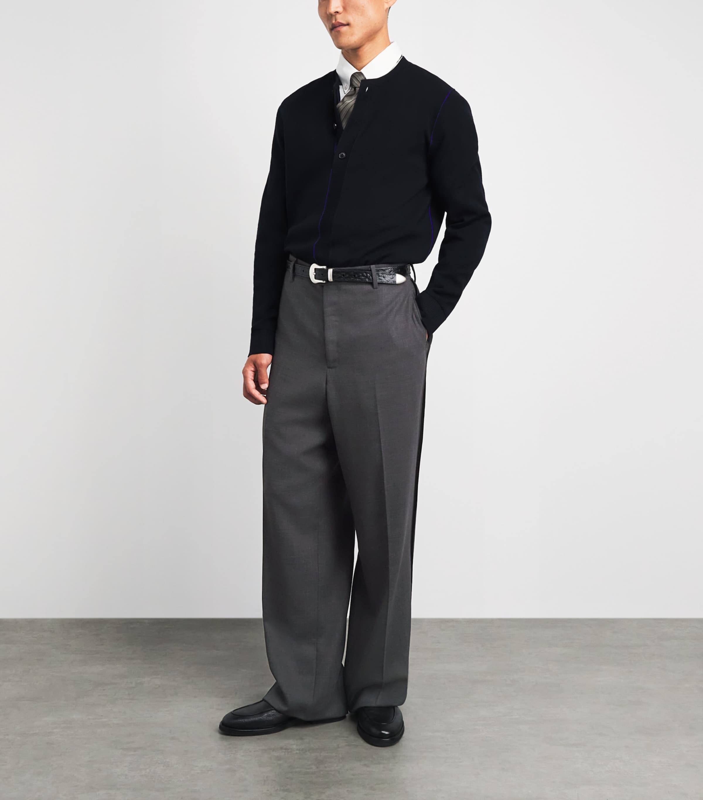 Paul Smith Mens Wool Relaxed Pleated Trousers Melange Image 2