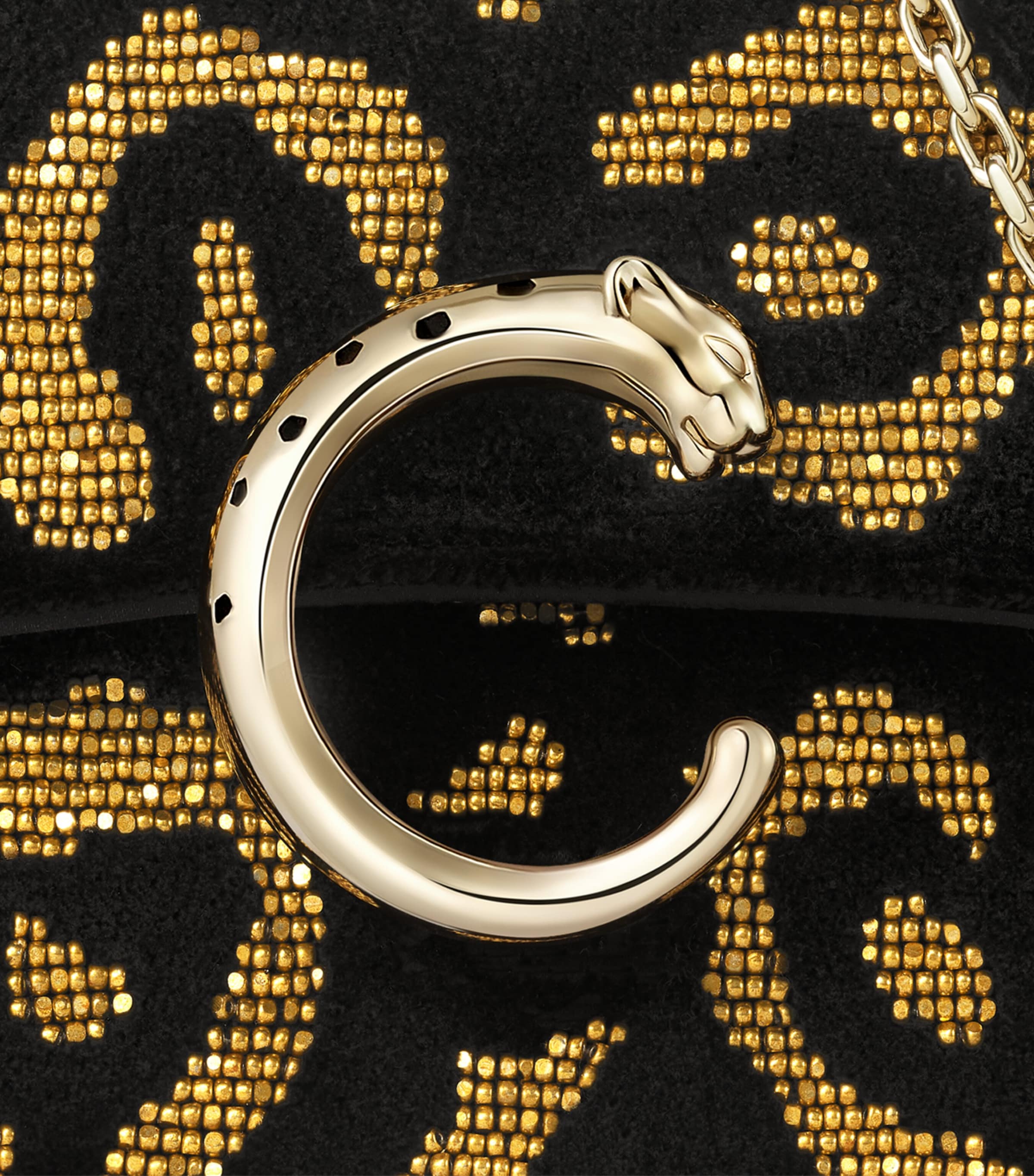 Mini Beaded Panthère de Cartier Shoulder Bag BLACK Image 5