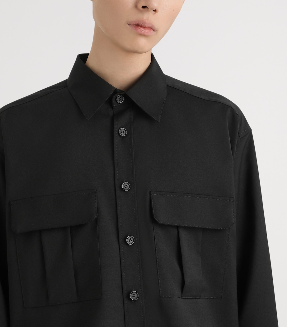 Dolce&Gabbana Mens Wool-Blend Canvas Shirt Black Image 4