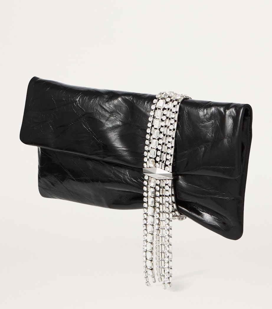 Leather-Crystal Zandra Clutch Bag BLACK/SILVER Image 2