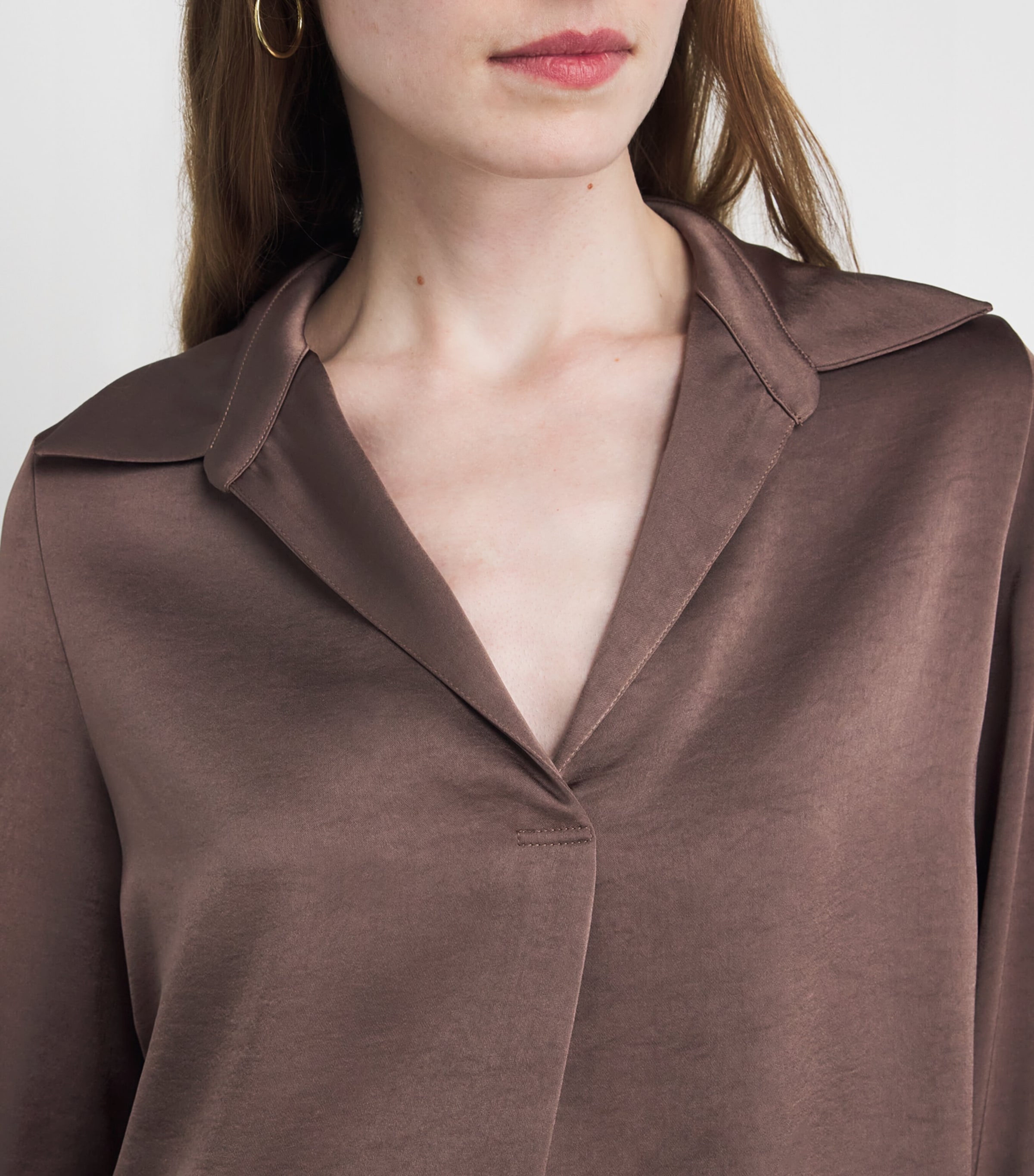 Claudie Pierlot Womens Satin Blouse Brown Ice Image 3