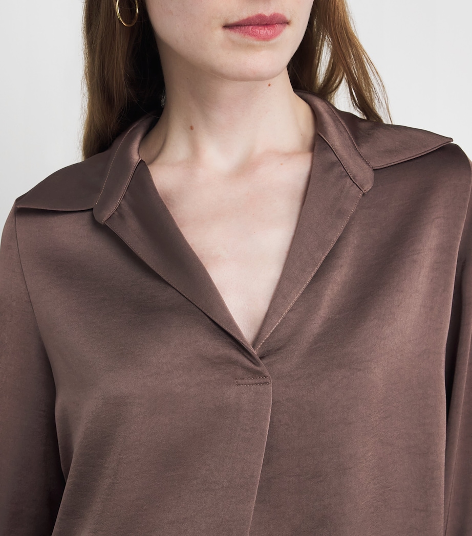 Claudie Pierlot Womens Satin Blouse Brown Ice Image 3