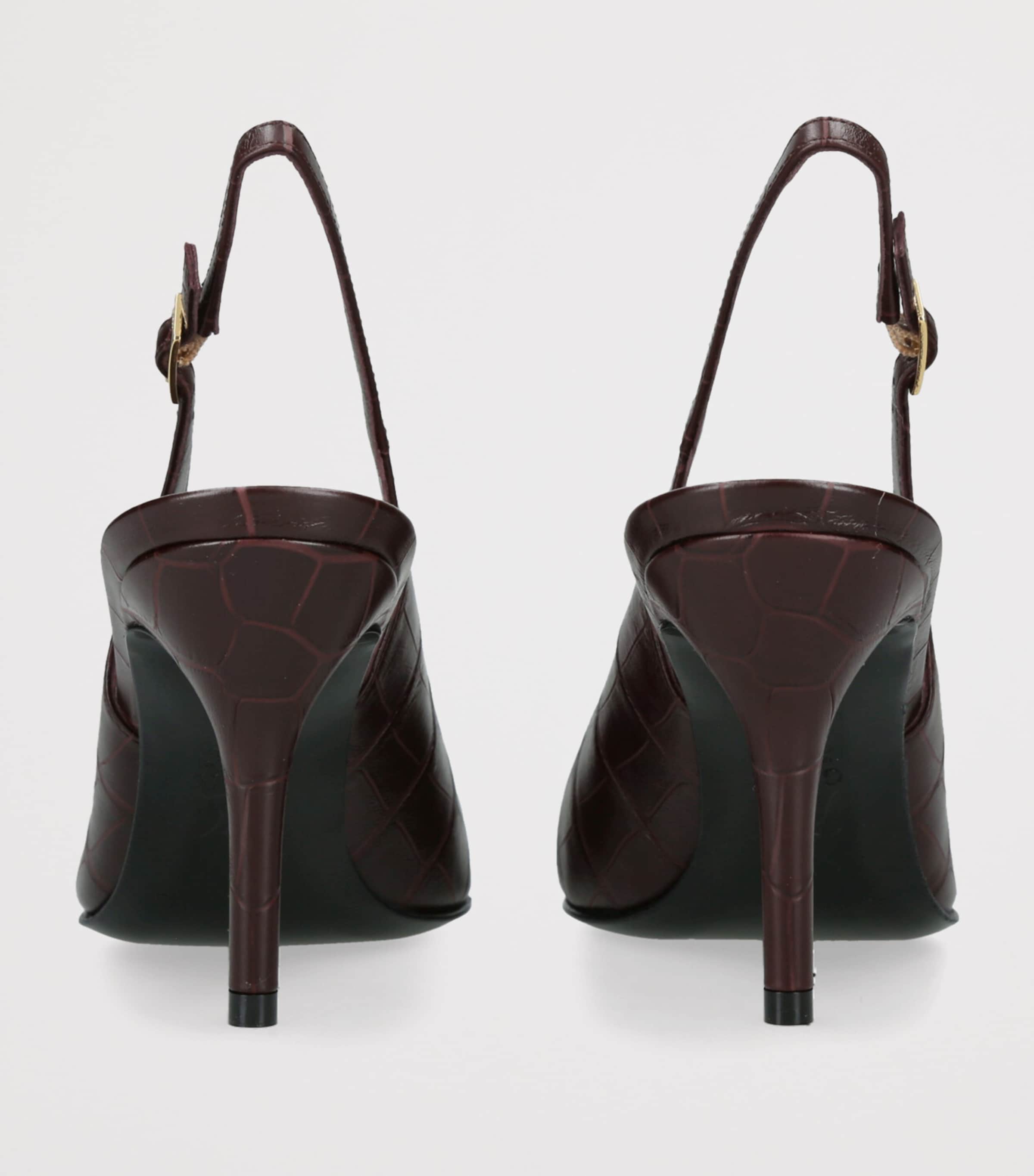 Croc-Embossed Leather Garland Slingback Pumps 85 RED/DARK Image 2