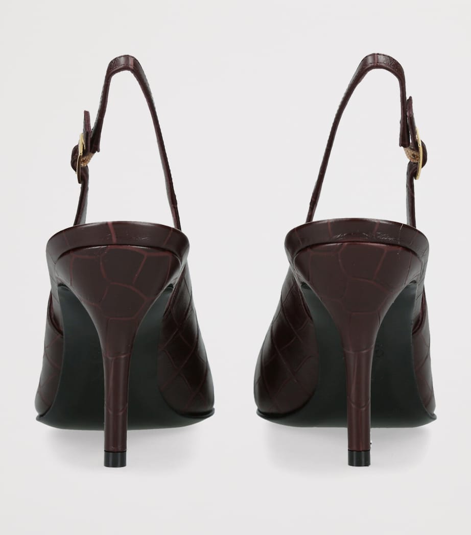 Croc-Embossed Leather Garland Slingback Pumps 85 RED/DARK Image 2