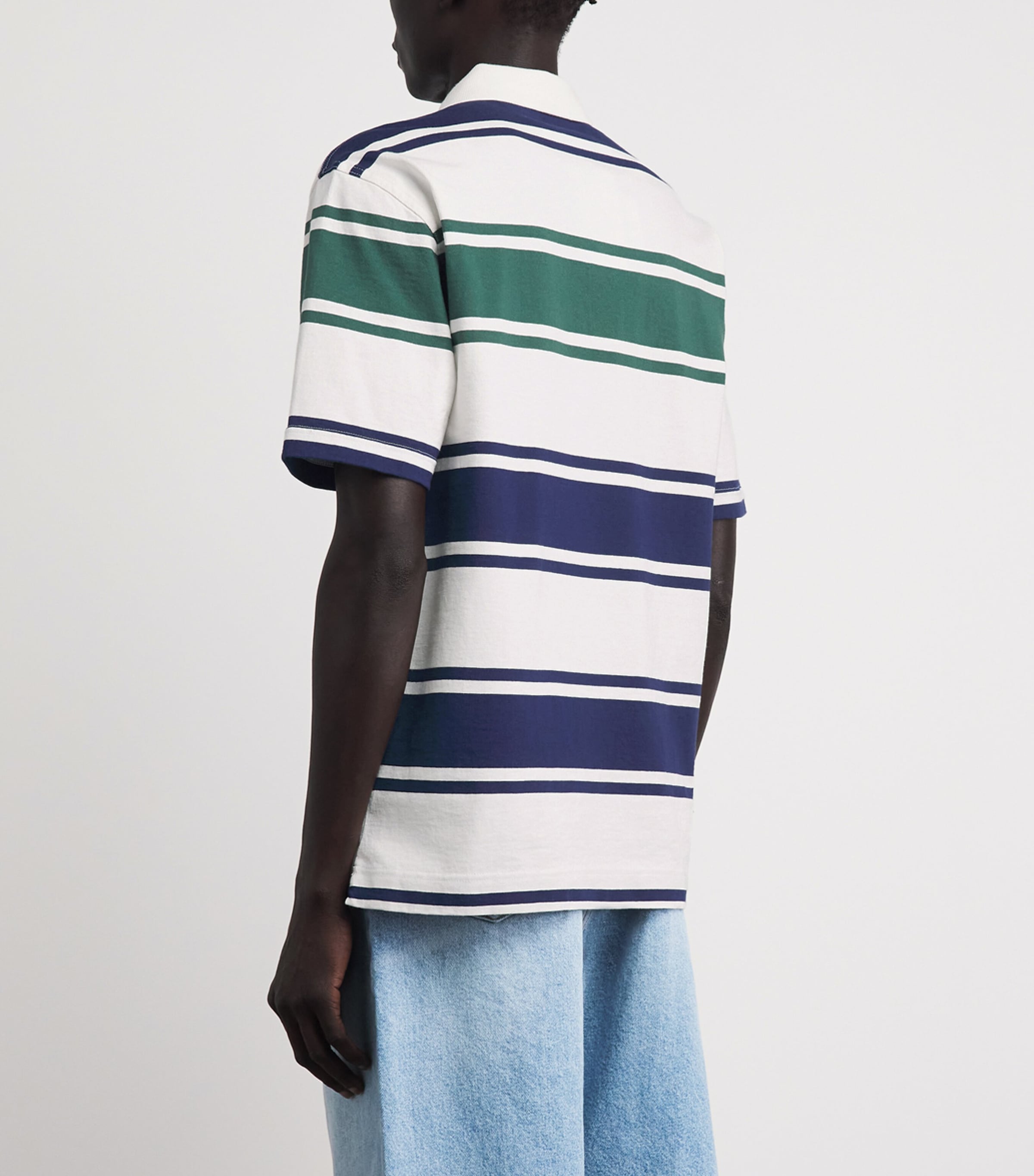 Fred Perry Mens Cotton Stripe Polo Shirt Snow White Image 5