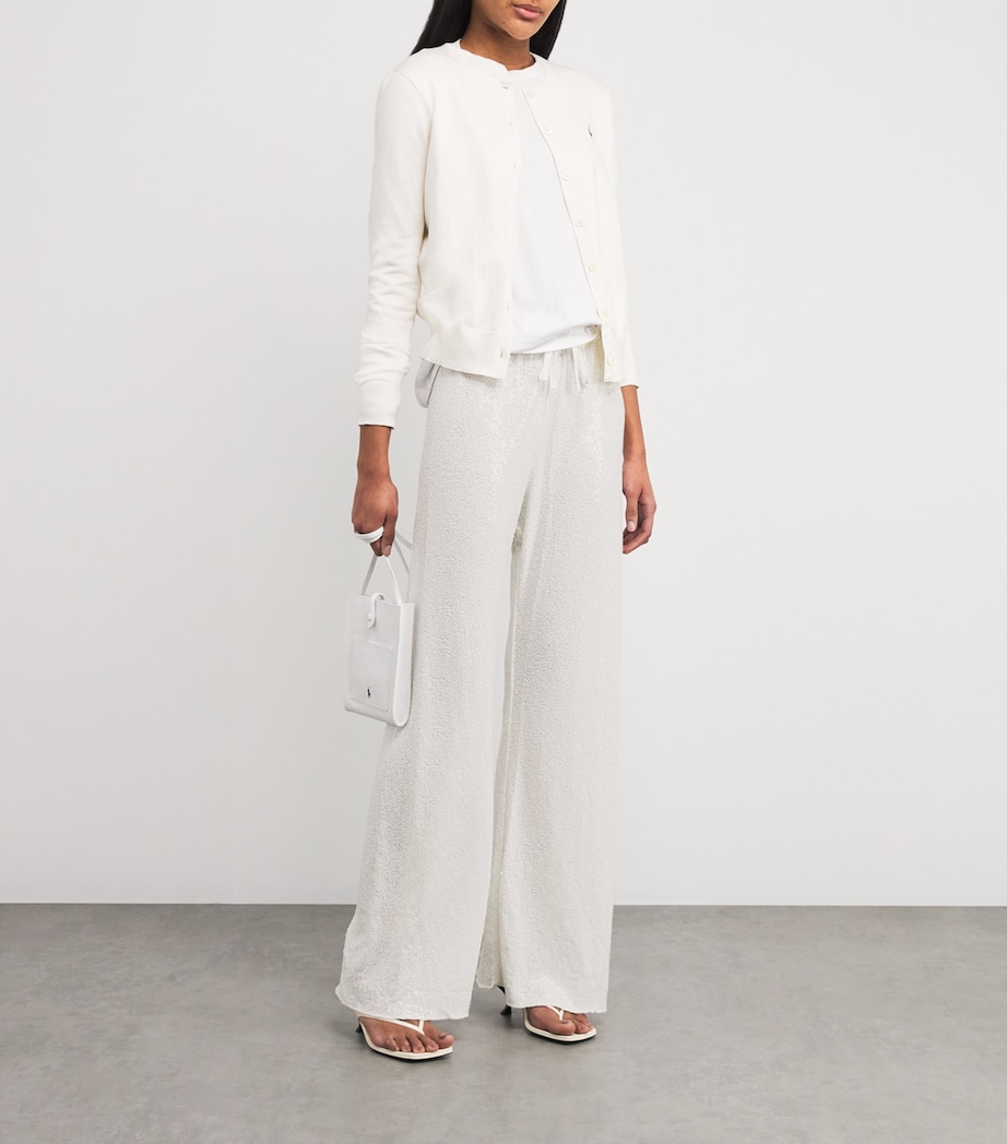 Sequinned Straight Trousers WHITE Image 2