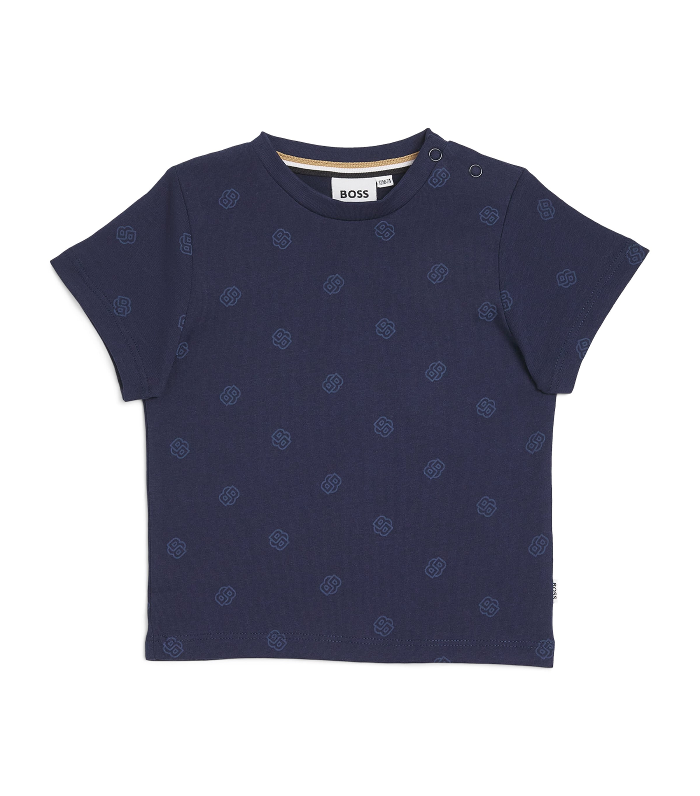 BOSS Kidswear Cotton Logo Print T-Shirt (3-18 Months) Navy Image 1