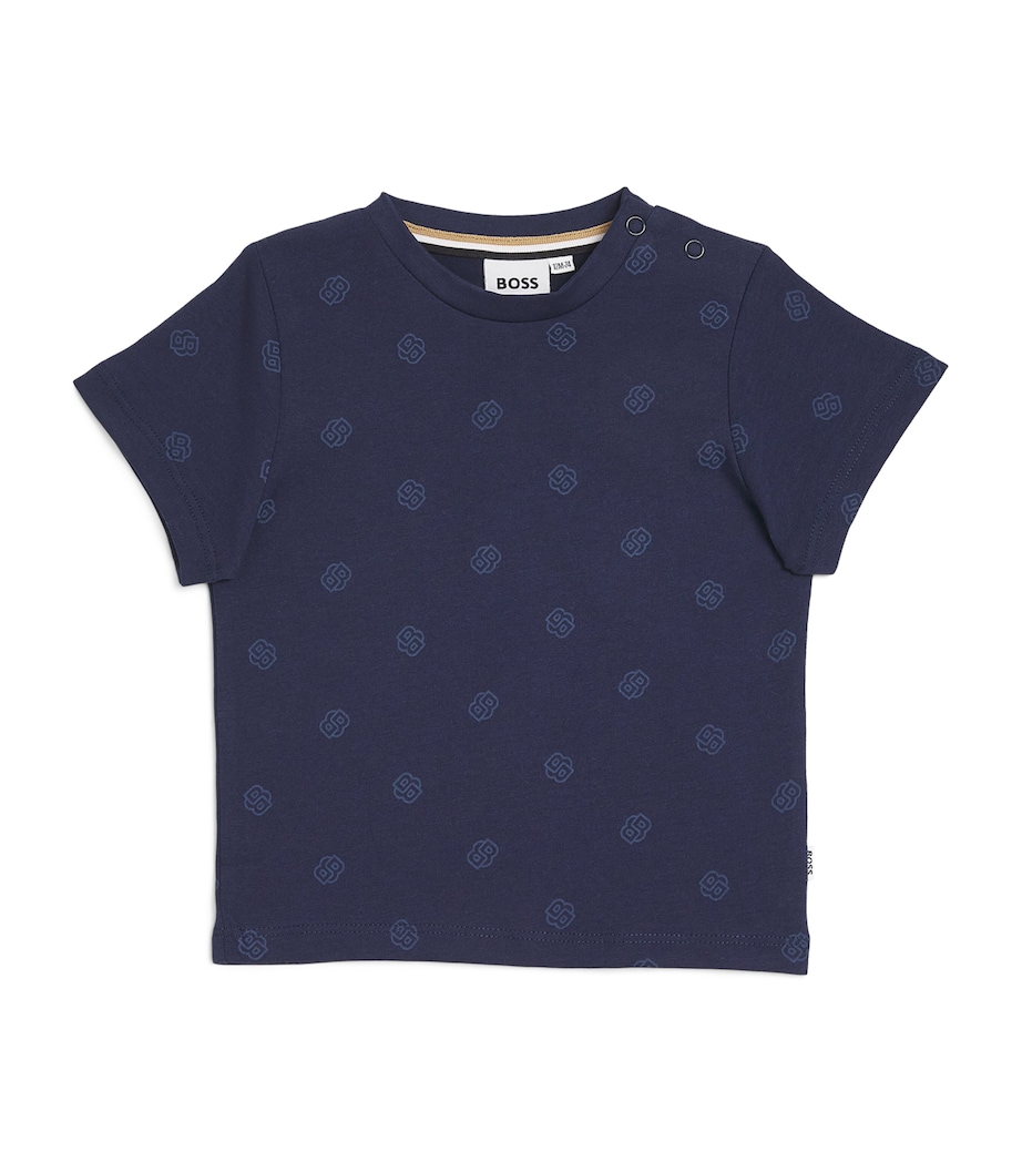 BOSS Kidswear Cotton Logo Print T-Shirt (3-18 Months) Navy Image 1