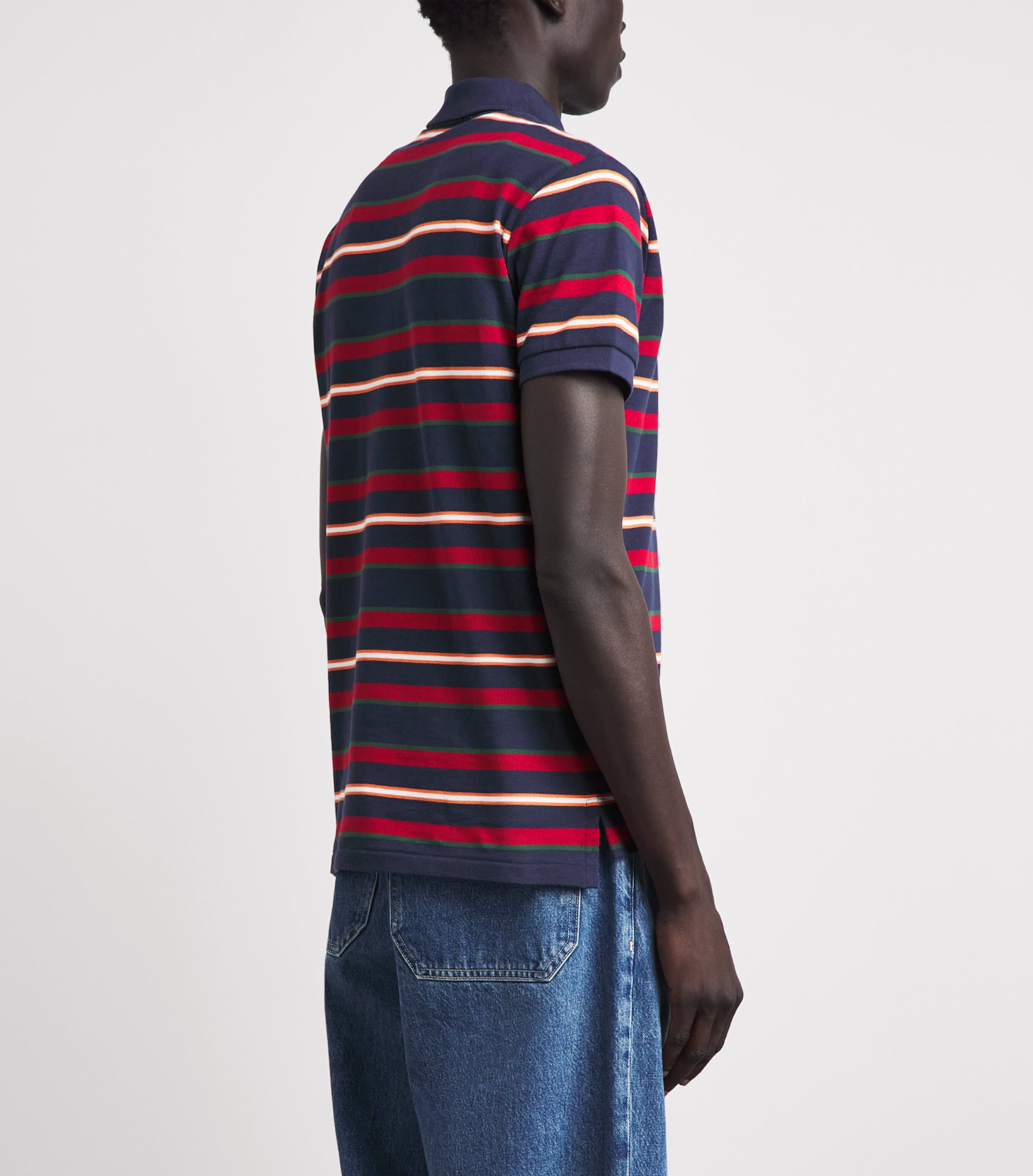 Polo Ralph Lauren Mens Cotton Stripe Custom Slim Polo Shirt Newport Navy Multi Image 5