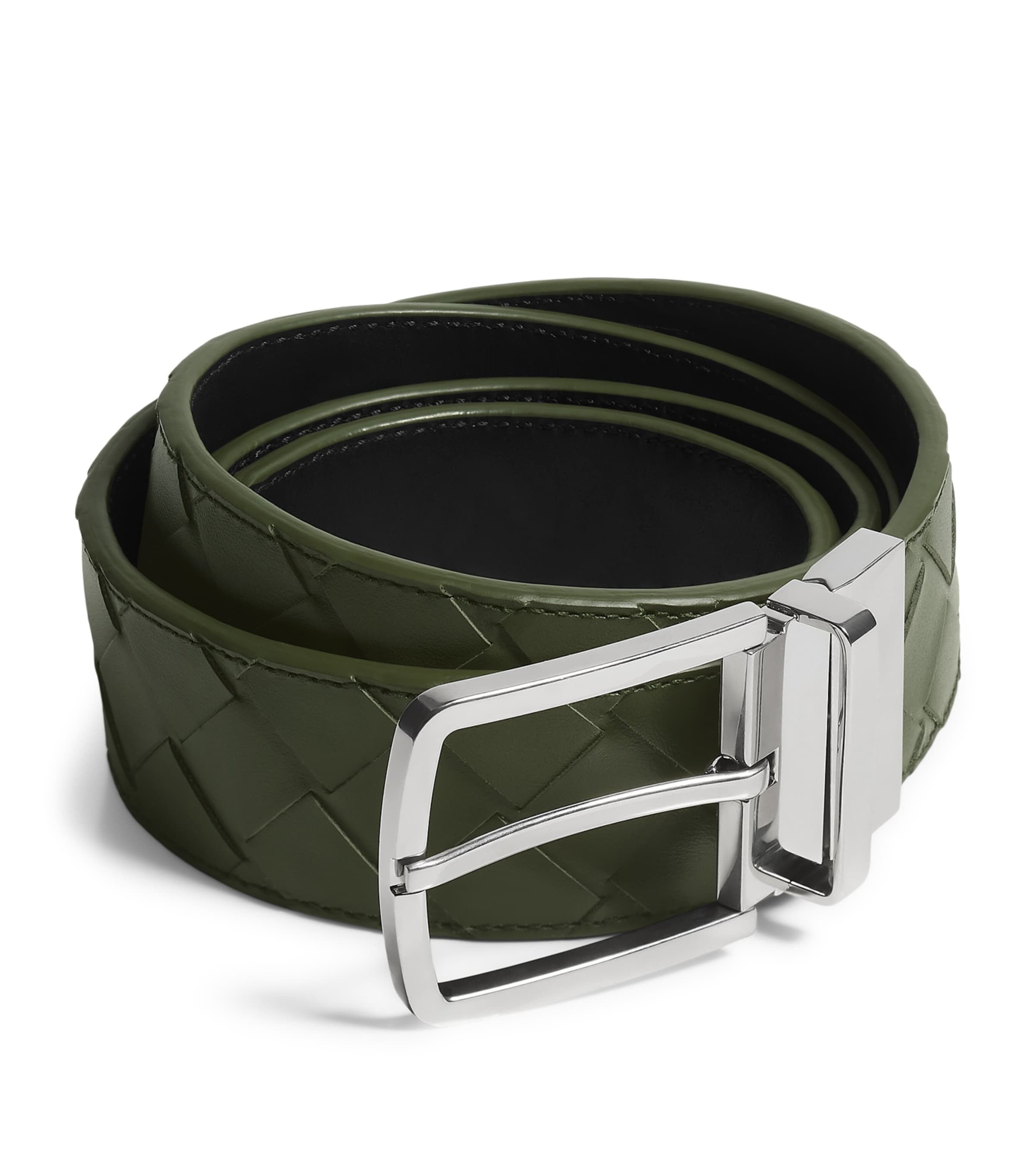 Bottega Veneta Leather Intrecciato Reversible Belt Image 1