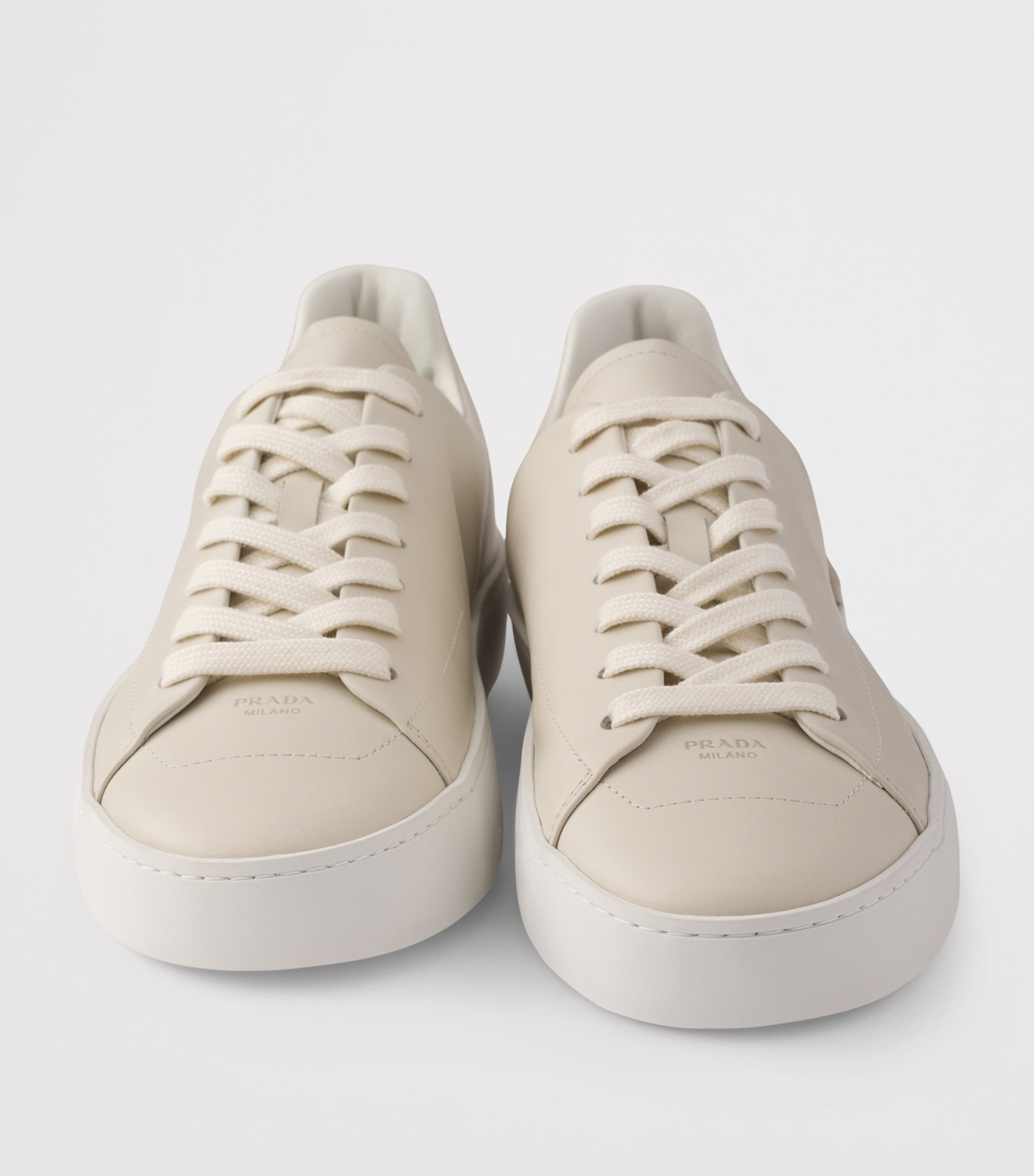 Prada Leather Court Low-Top Sneakers Neutral Image 5